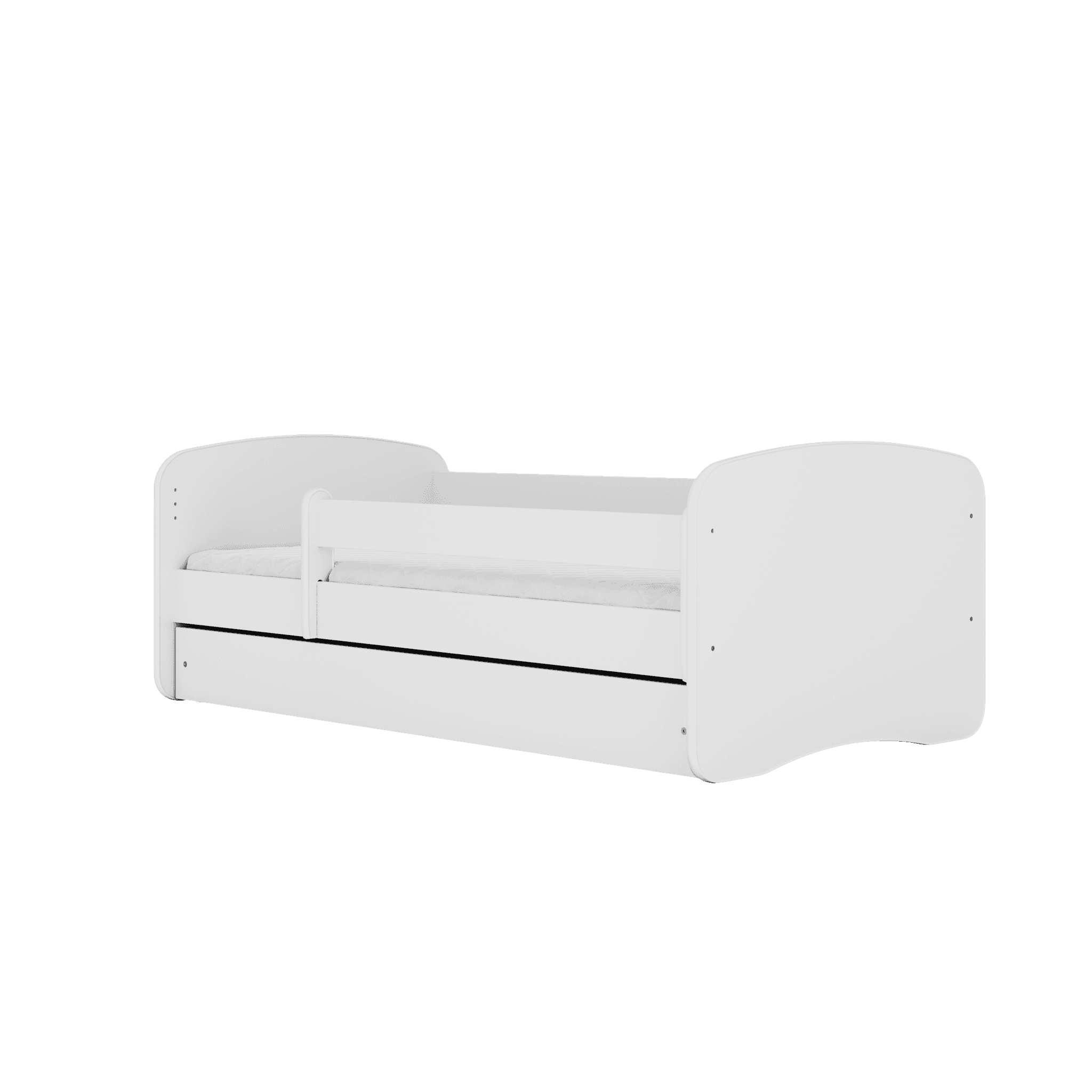 Babydreams juniorsäng med nallebjörn och blommor, med madrass, stödbräda och låda - vit laminat (140x70)