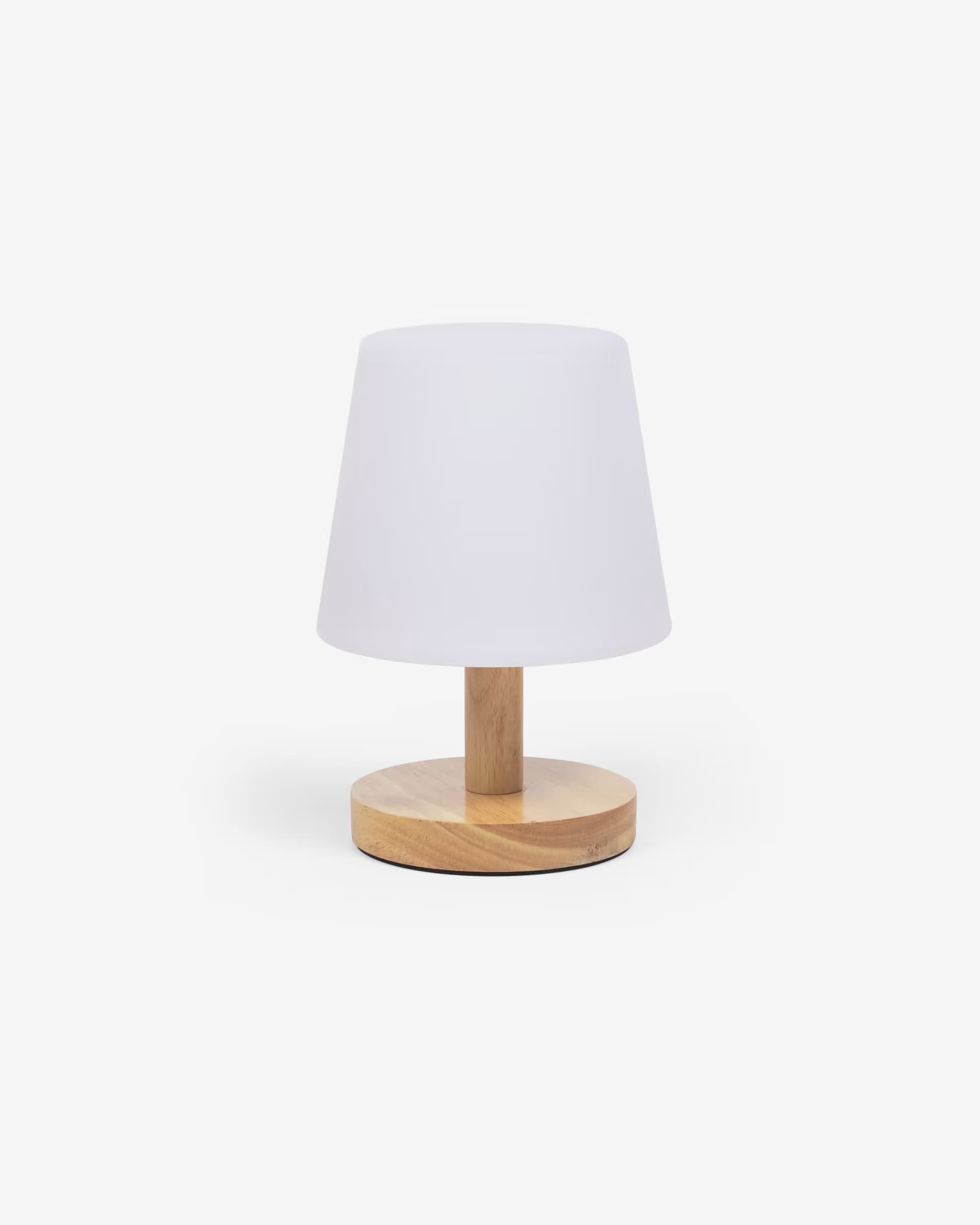 KAVE HOME Ambar uppladdningsbar bordslampa, rund - polyeten och naturlig träeten (H:22)