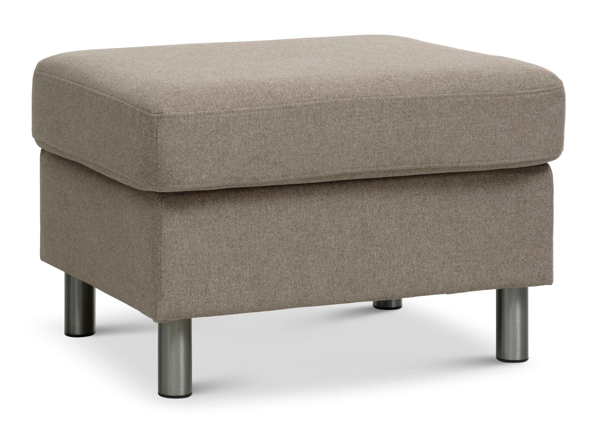 Wendy-puff, rektangulär - antilop beige polyestertyg och borstad aluminium (85x72)