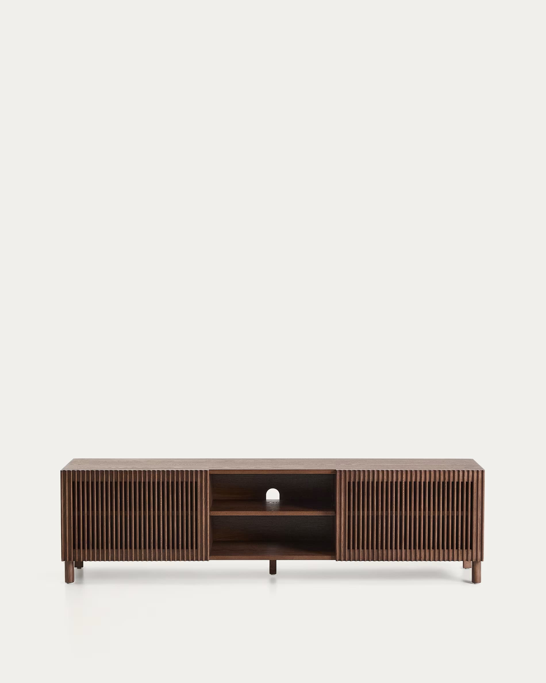 KAVE HOME Beyla TV-bord, w. 2 dörrar och 3 hyllor - askfanér med valnötsfinish(180x49,5)