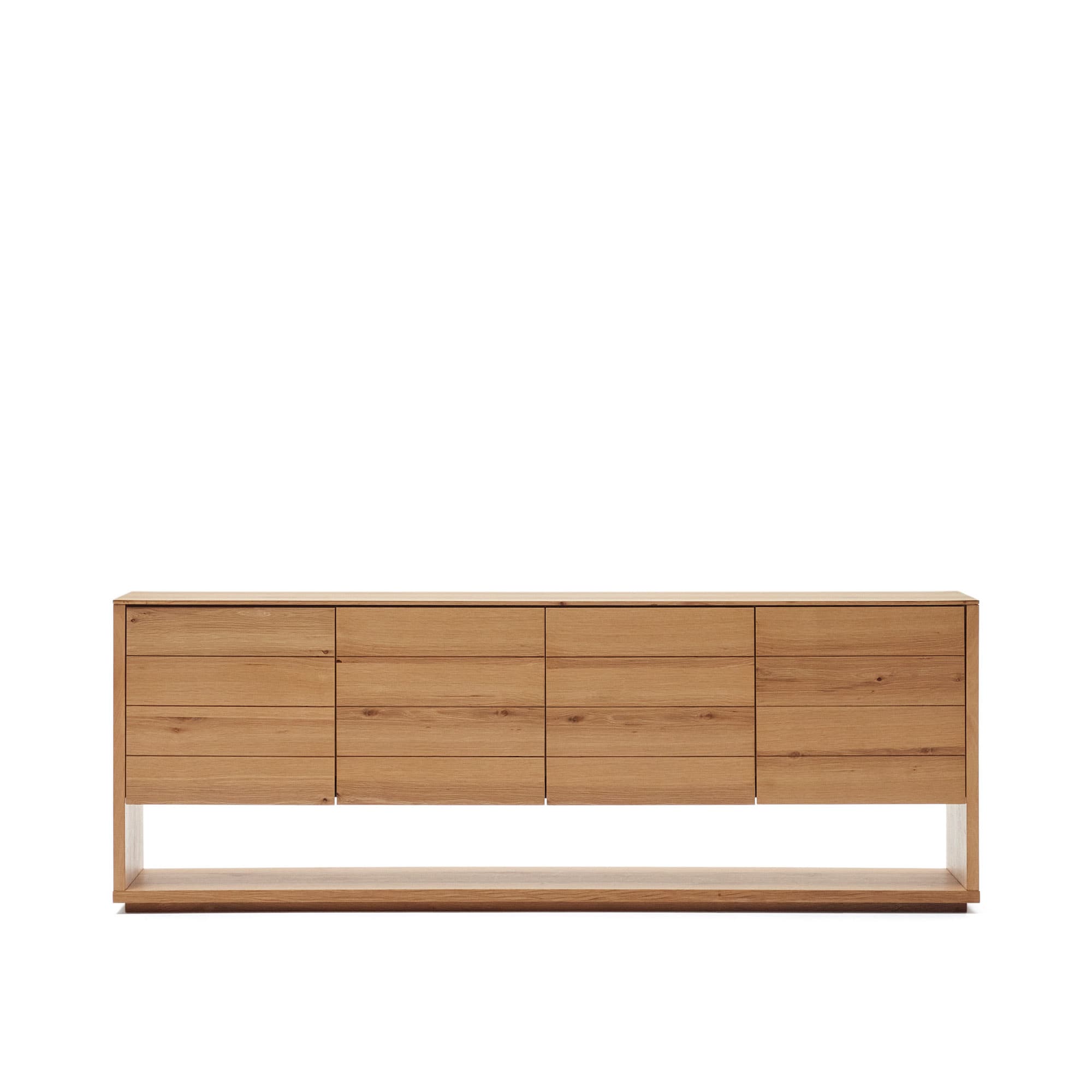 KAVE HOME Alguema skänk med 4 dörrar i ekfaner med naturlig finish, 200 x 74 cm
