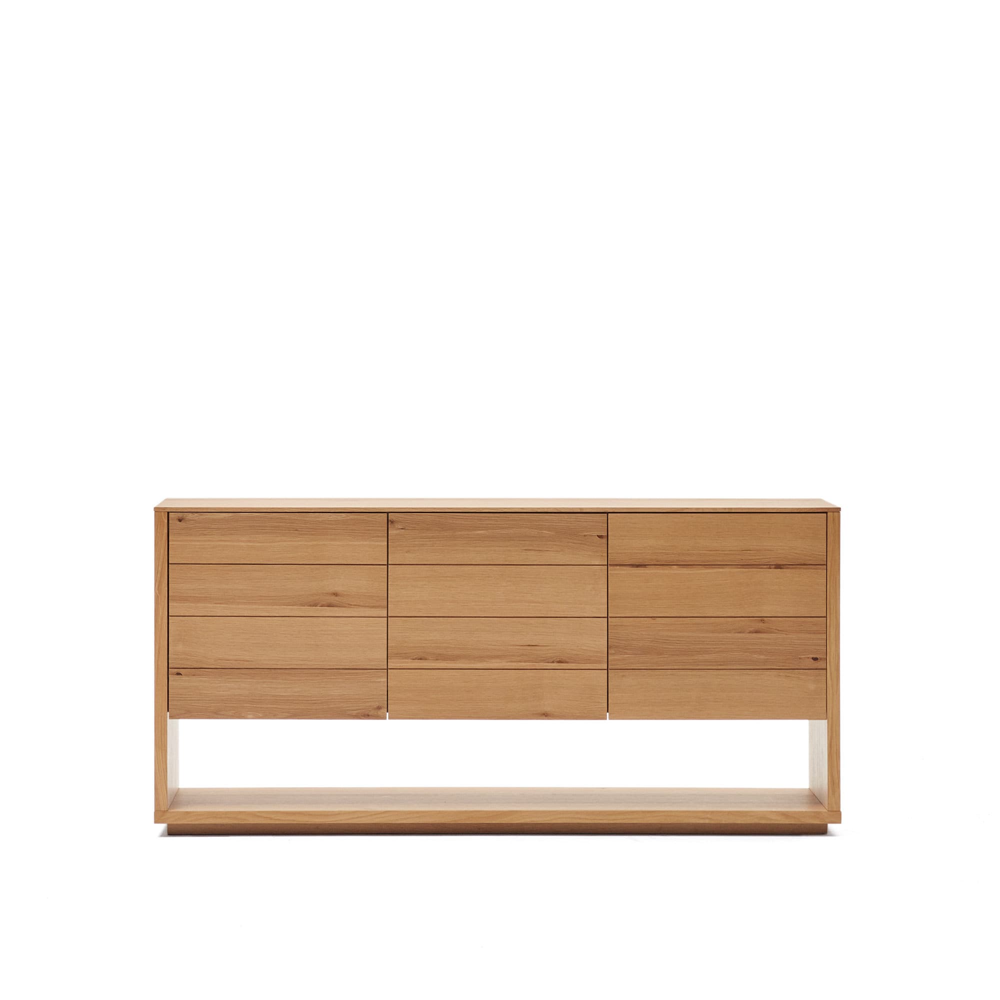 KAVE HOME Alguema skänk med 3 dörrar i ekfaner med naturlig finish, 151 x 73 cm