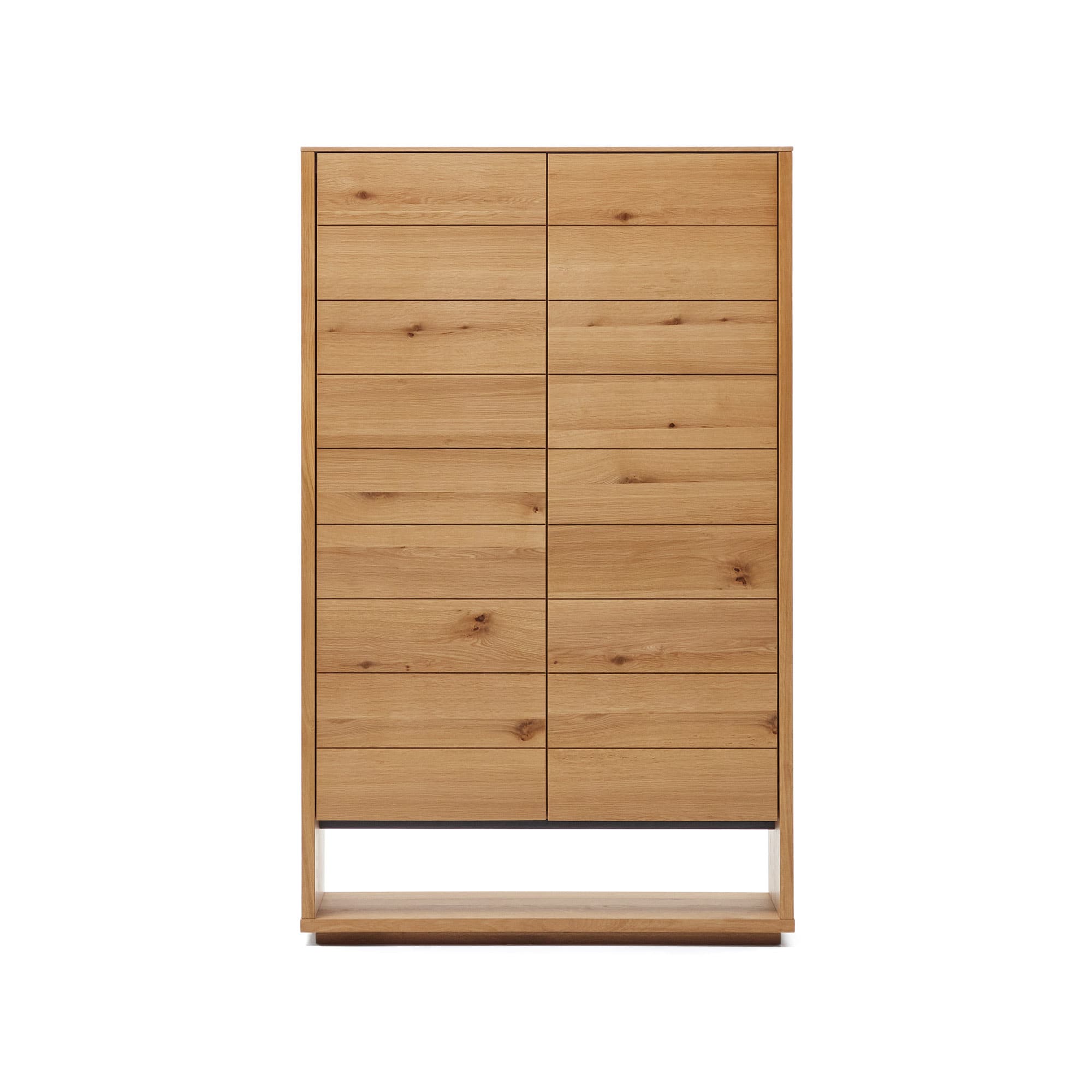 KAVE HOME Alguema hög skänk med 2 dörrar i ekfanér med naturlig finish, 100 x 163,5 cm