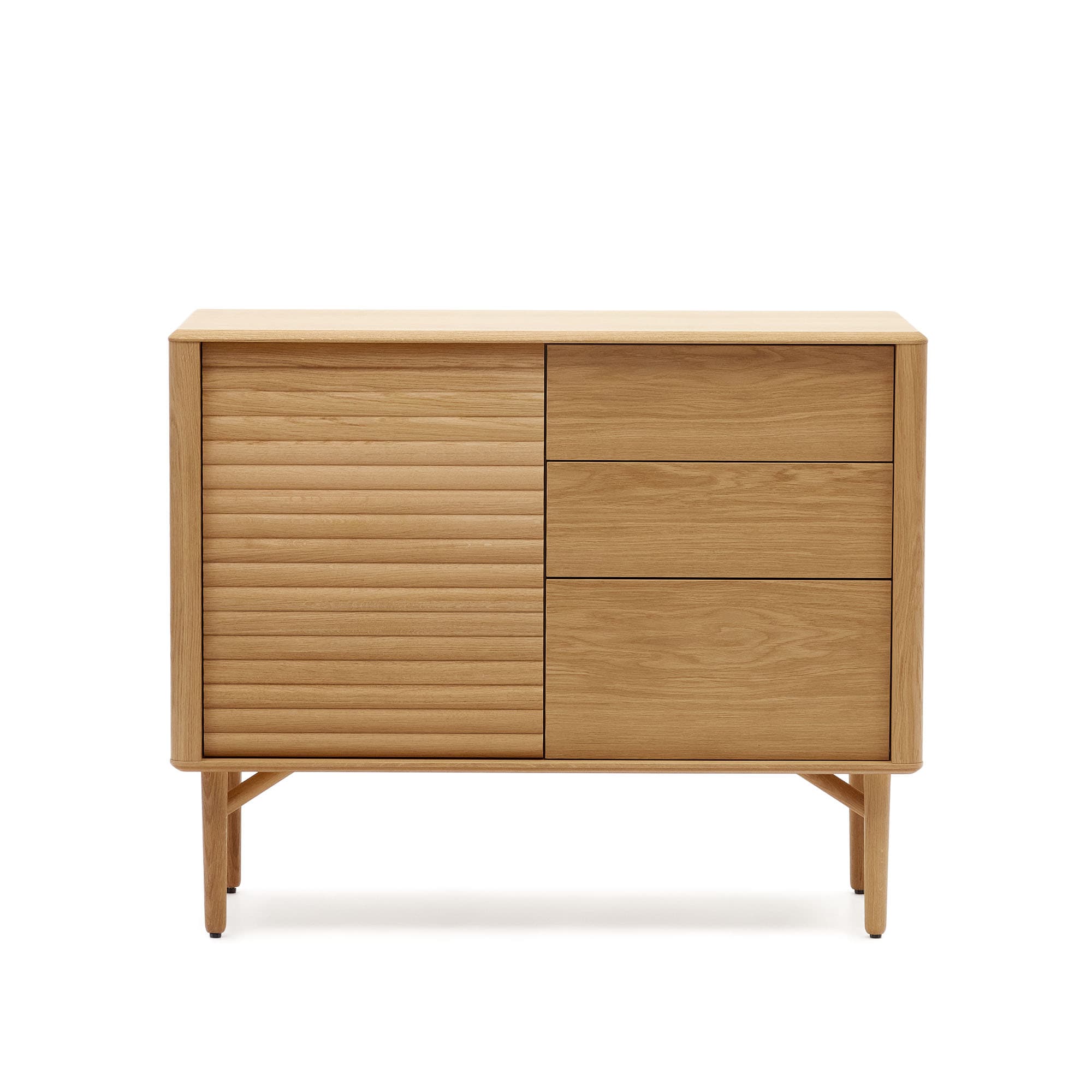 KAVE HOME Lenon skänk med 1 dörr och 3 lådor, tillverkad av ek och faner, 105 x 85 cm FSC