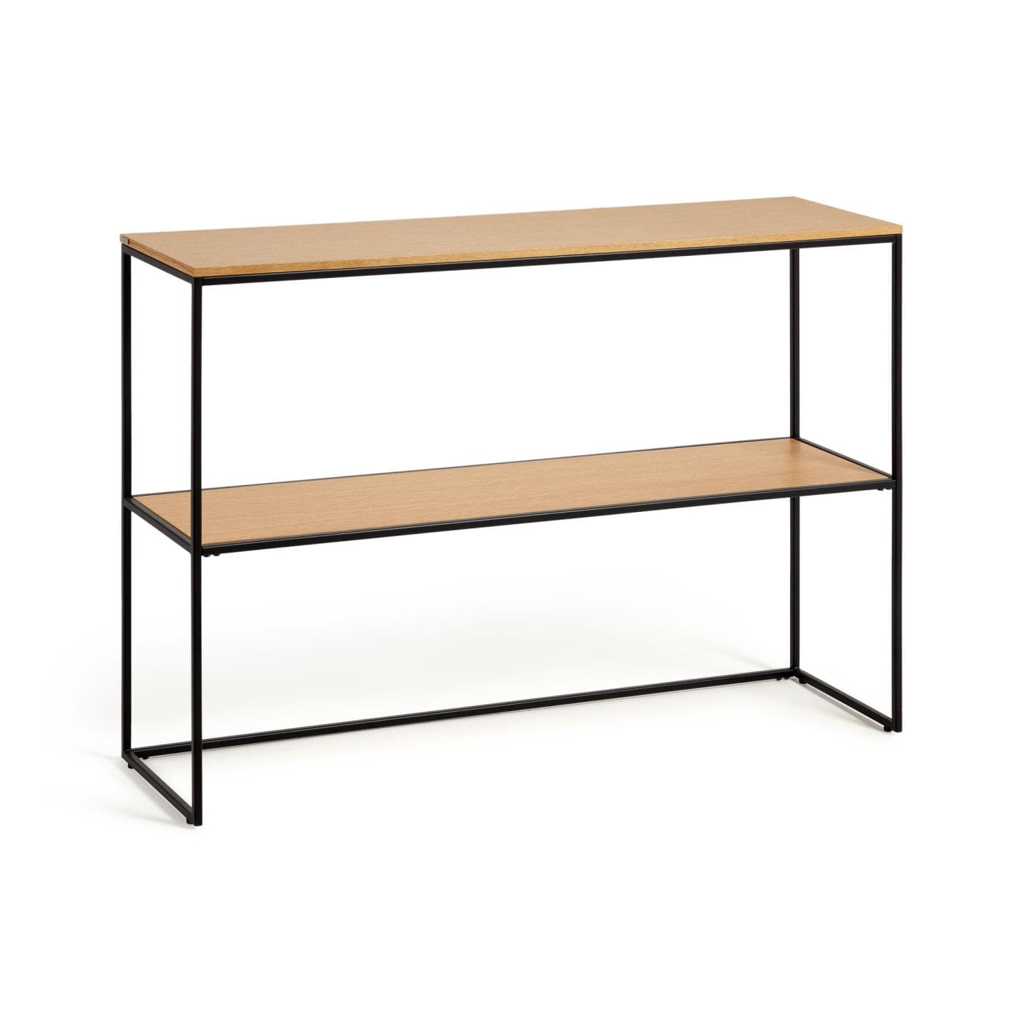 KAVE HOME Yoana konsolbord, w. 1 hylla - naturlig ekfanér och svart järn (120x30)