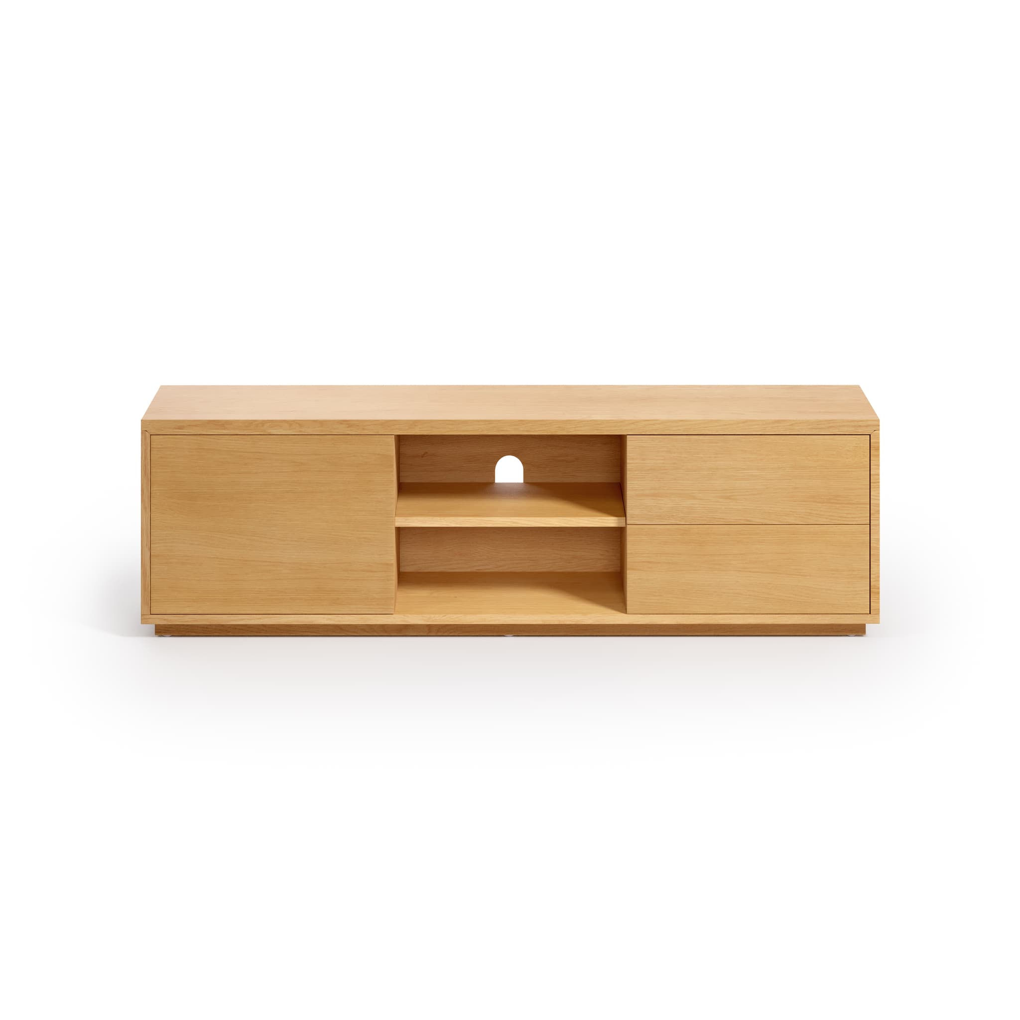 KAVE HOME Abilen TV-bord, m. 1 dörr, 2 lådor och 2 hyllor - naturlig ekfanér (150x36)