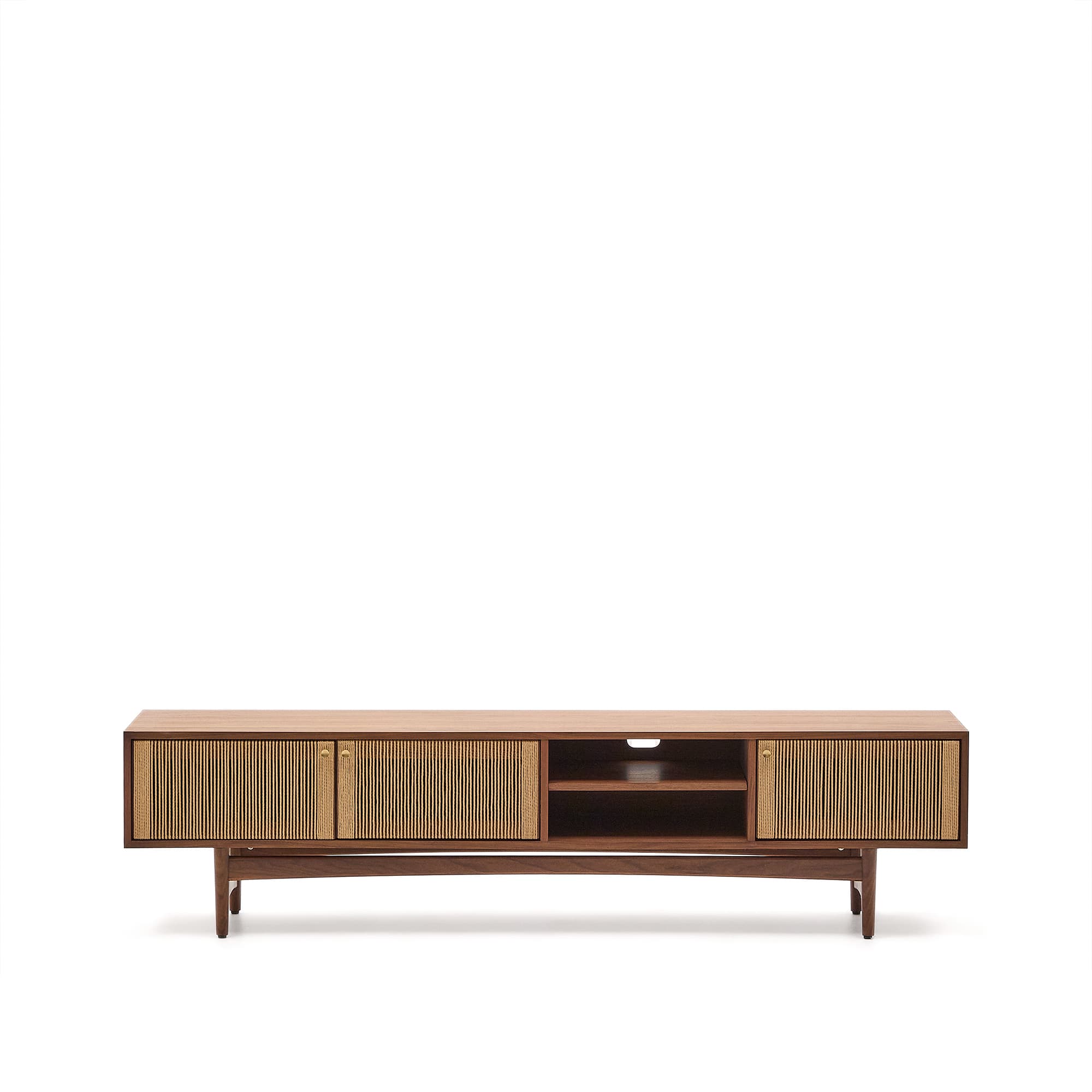 KAVE HOME Elan TV-skåp 3 dörrars fanér och massiv valnöt och sladd 200 x 50 cm FSC Mix Credit