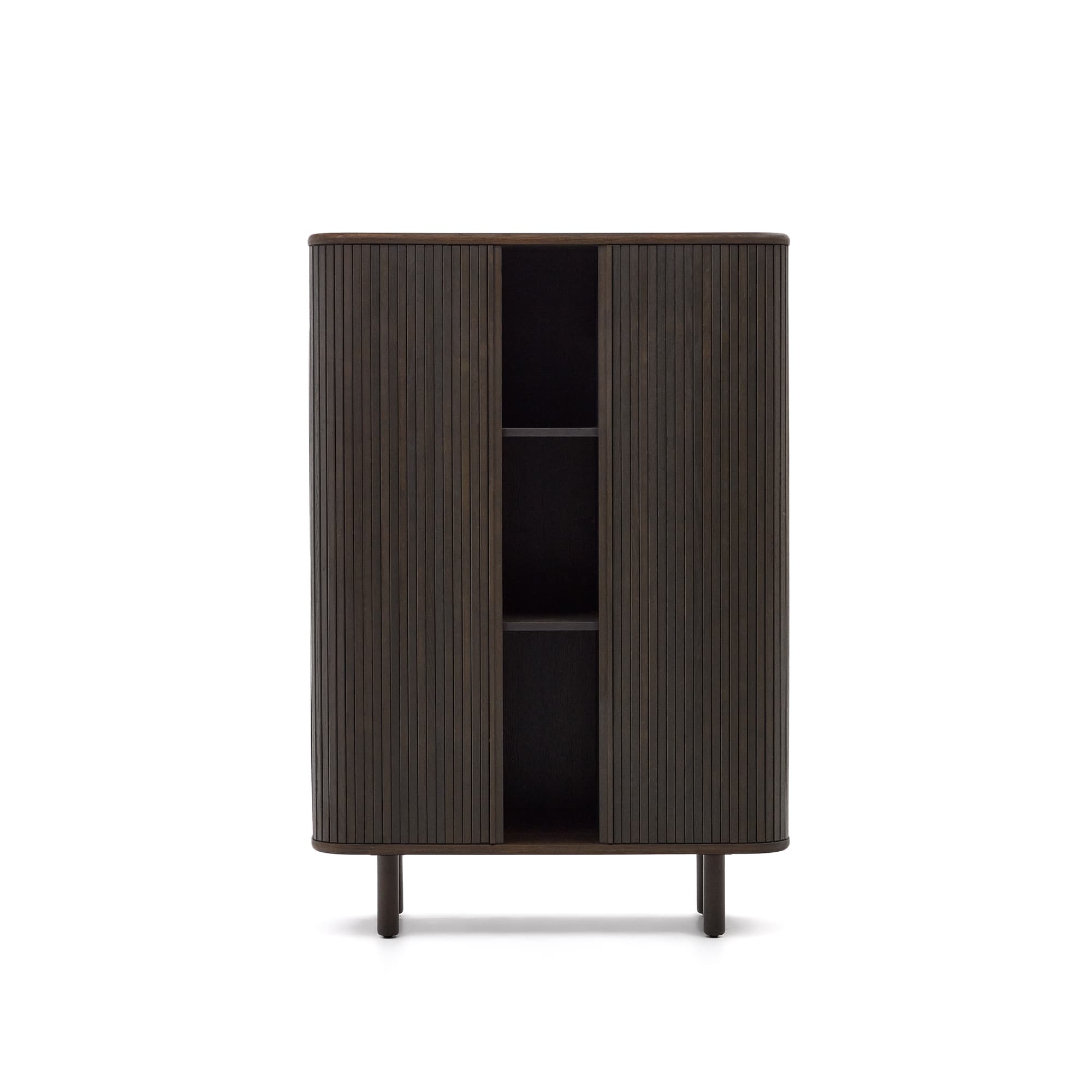 KAVE HOME Mailen 2-dörrars highboard i askfanér med mörk finish 110 x 160 cm