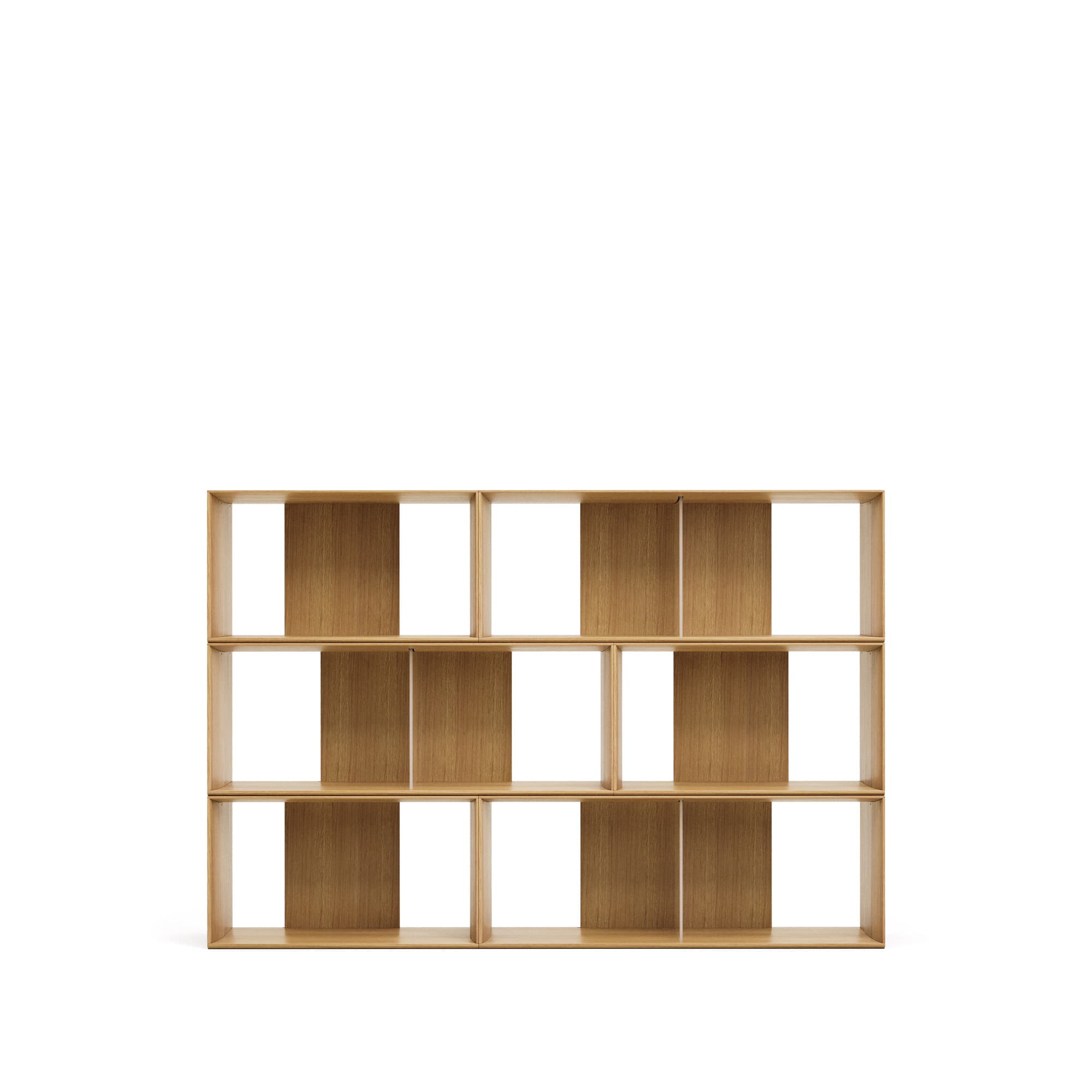 KAVE HOME Litto set med 6 modulhyllor i ekfanér, 168 x 114 cm