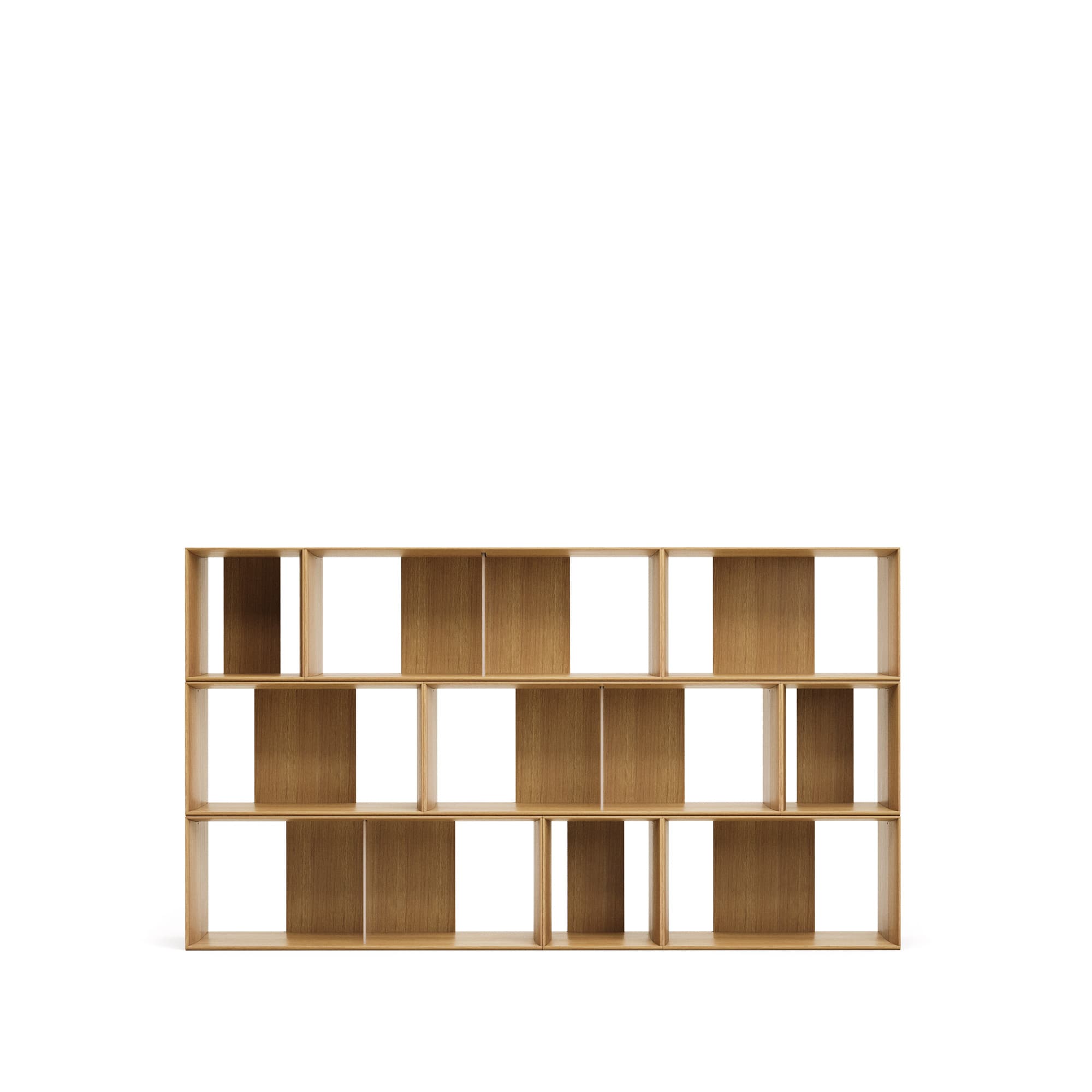 KAVE HOME Litto set med 9 modulhyllor i ekfaner, 202 x 114 cm