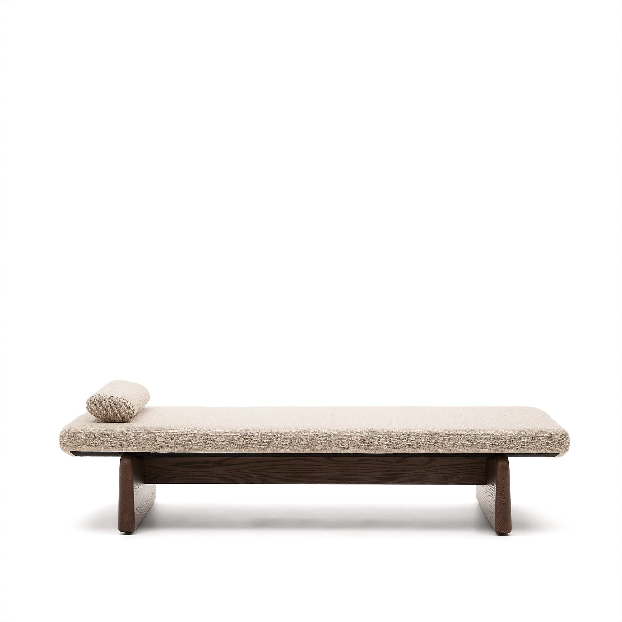 KAVE HOME Topaz divan, m. kudde - beige chenille och valnötsfinish ask (200x80)