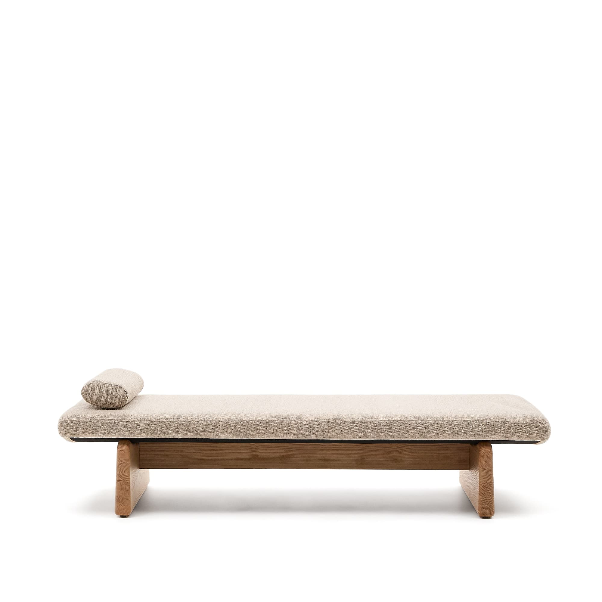 KAVE HOME Topaz divan, m. kudde - beige chenille och naturlig ask (200x80)
