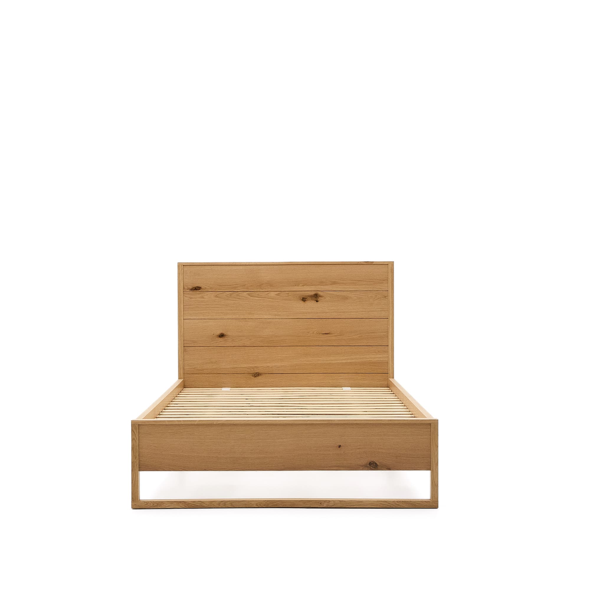 KAVE HOME Alguema-säng i ekfaner med naturlig finish för madrass 90 x 190 cm