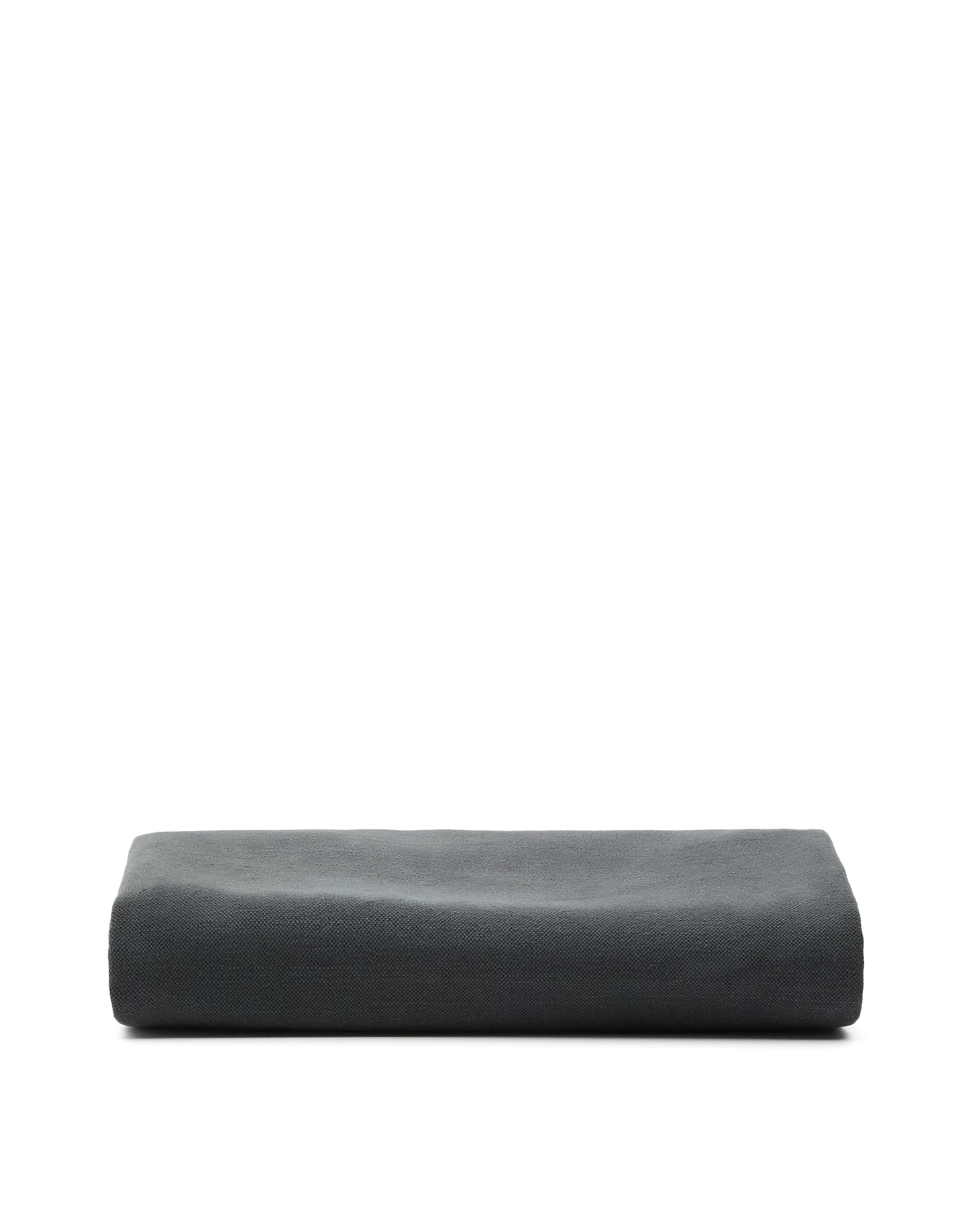 KAVE HOME Antracitgrått linne- och bomullsöverdrag Jaira för madrass 150 x 190 cm