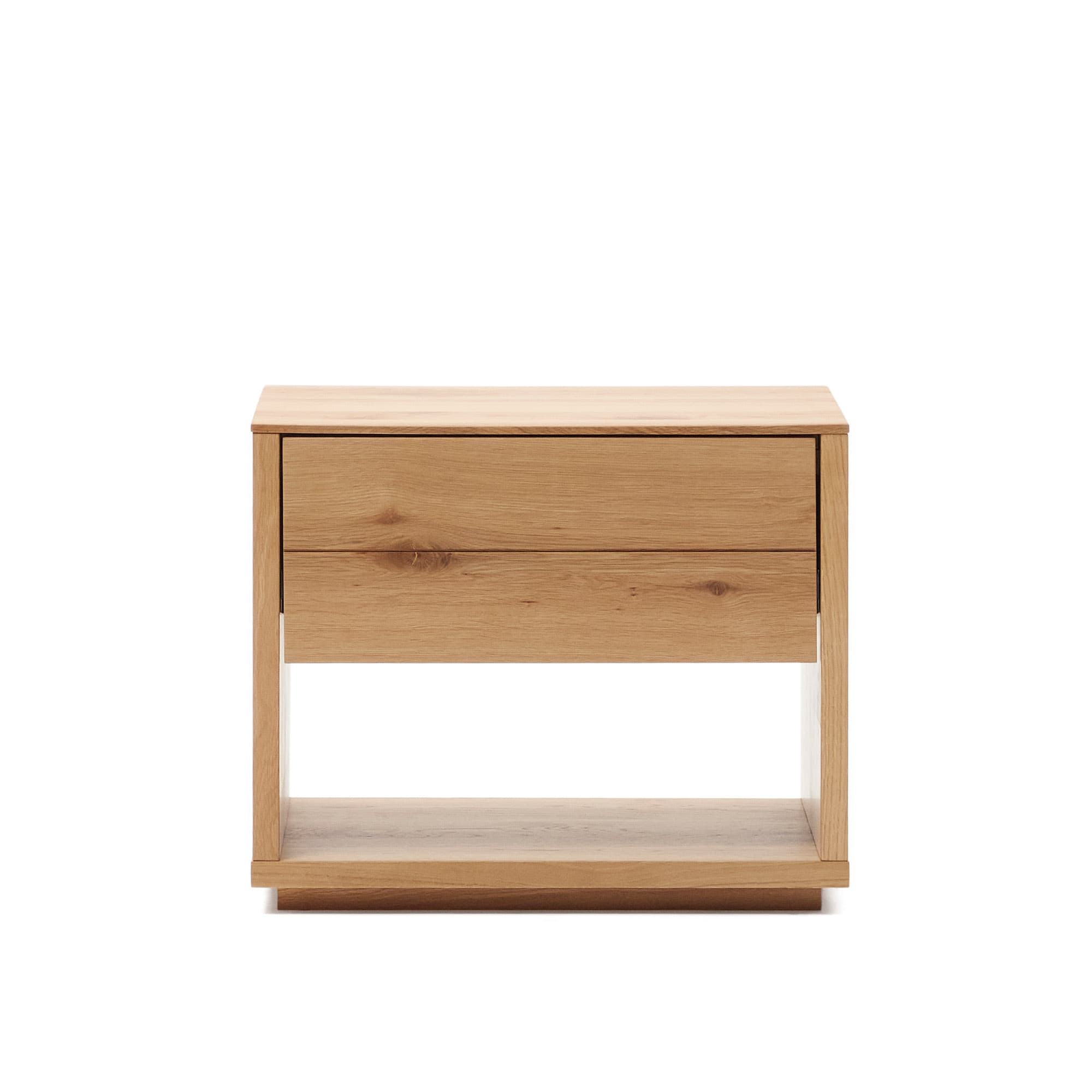 KAVE HOME Alguema sängbord i ekfanér med naturlig finish, 60 x 50 cm