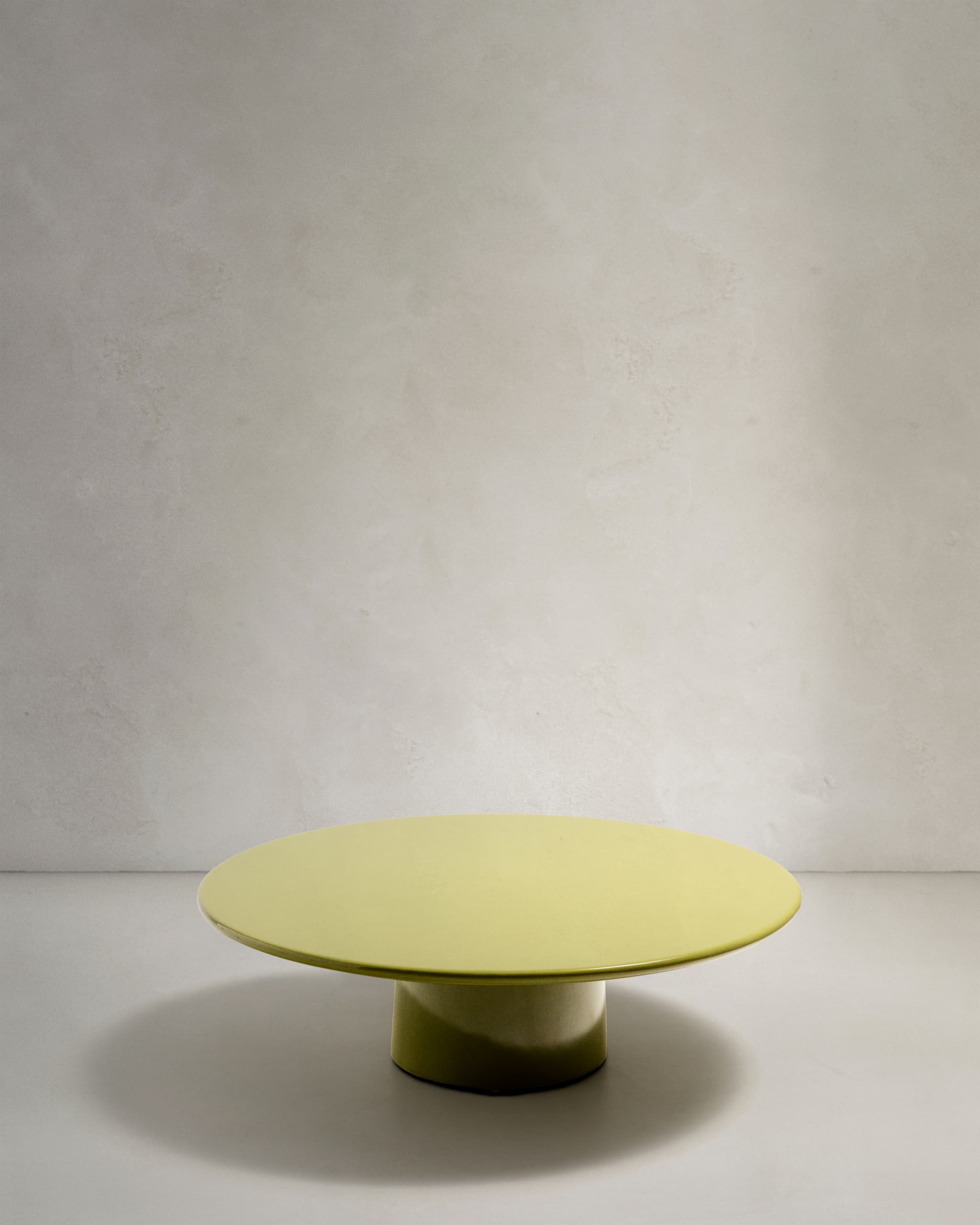 KAVE HOME Albanella soffbord i cement med blank grön finish 110 cm