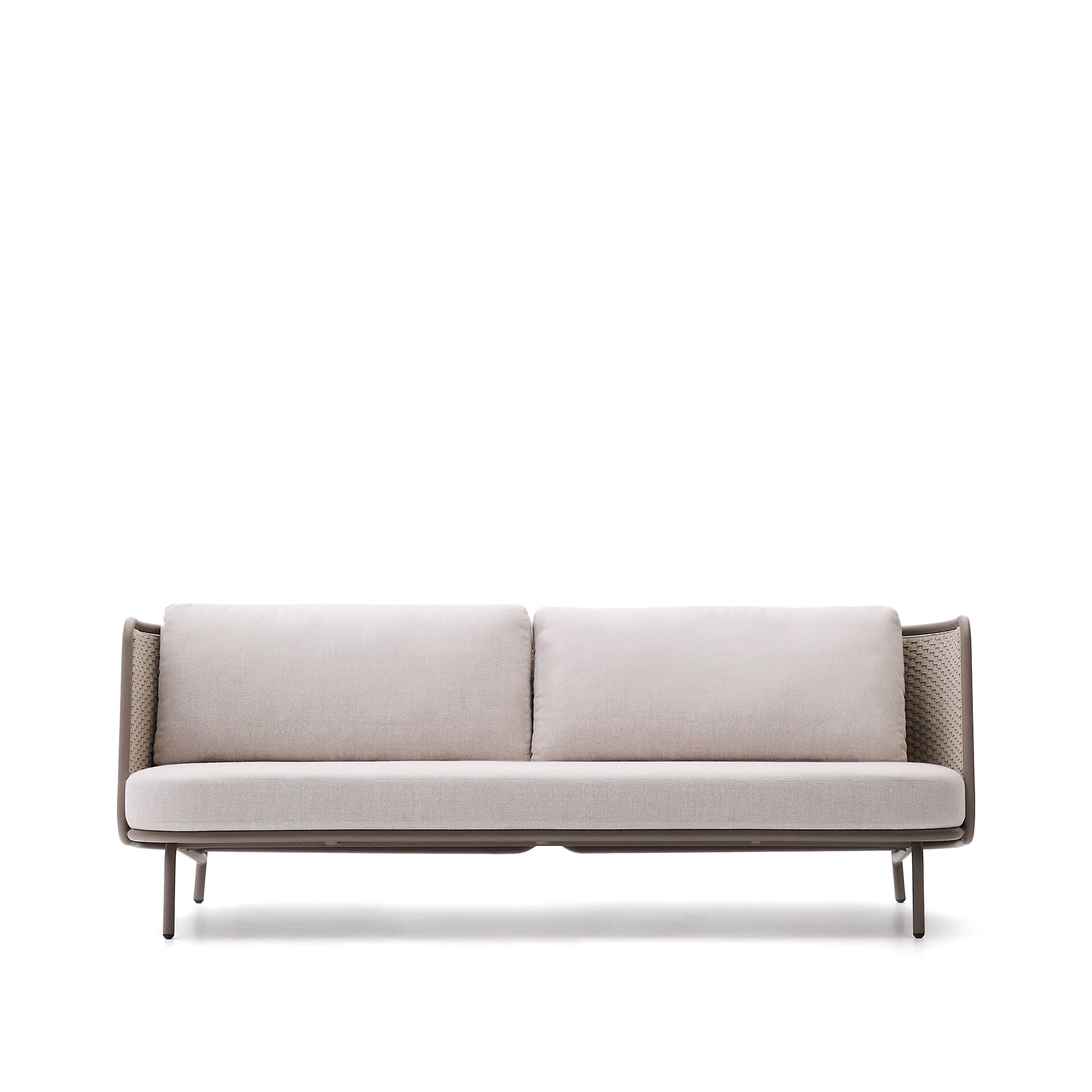KAVE HOME Sedalis utomhussoffa med 3 sittplatser i aluminium och taupefärgat rep, 210 cm