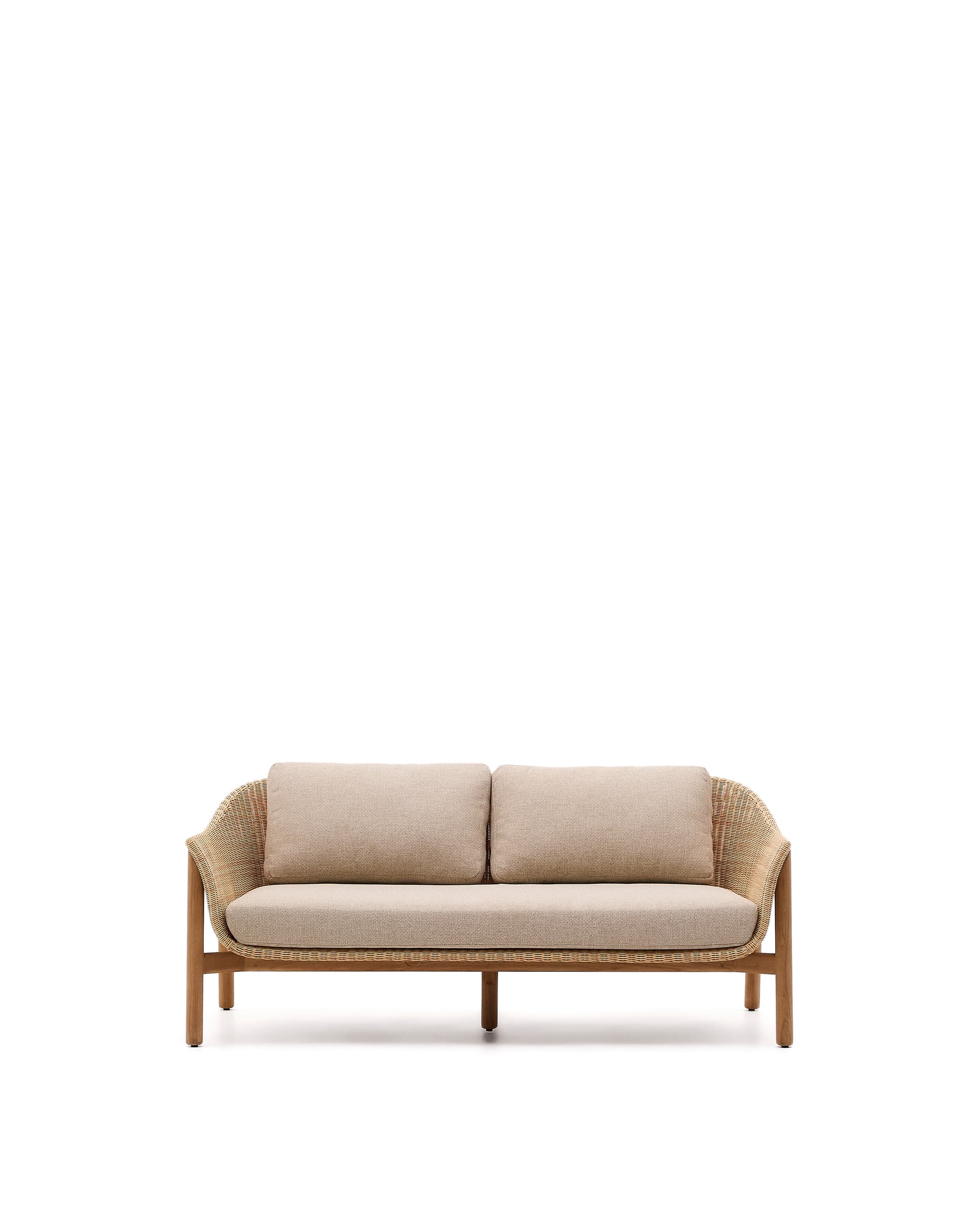 KAVE HOME Galea 2-sits soffa i FSC 100% massiv teak och syntetisk rotting 170,5 cm