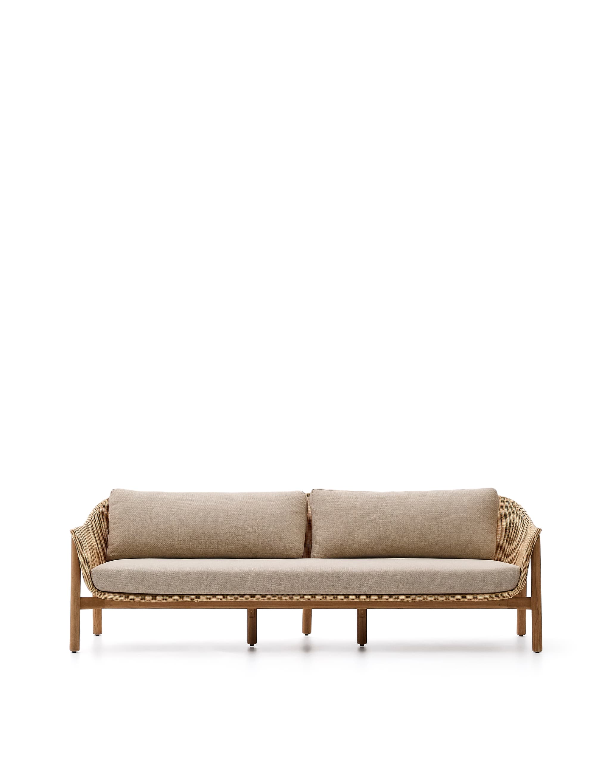 KAVE HOME Galea 3-sitssoffa i FSC 100% massiv teak och syntetisk rotting 223cm