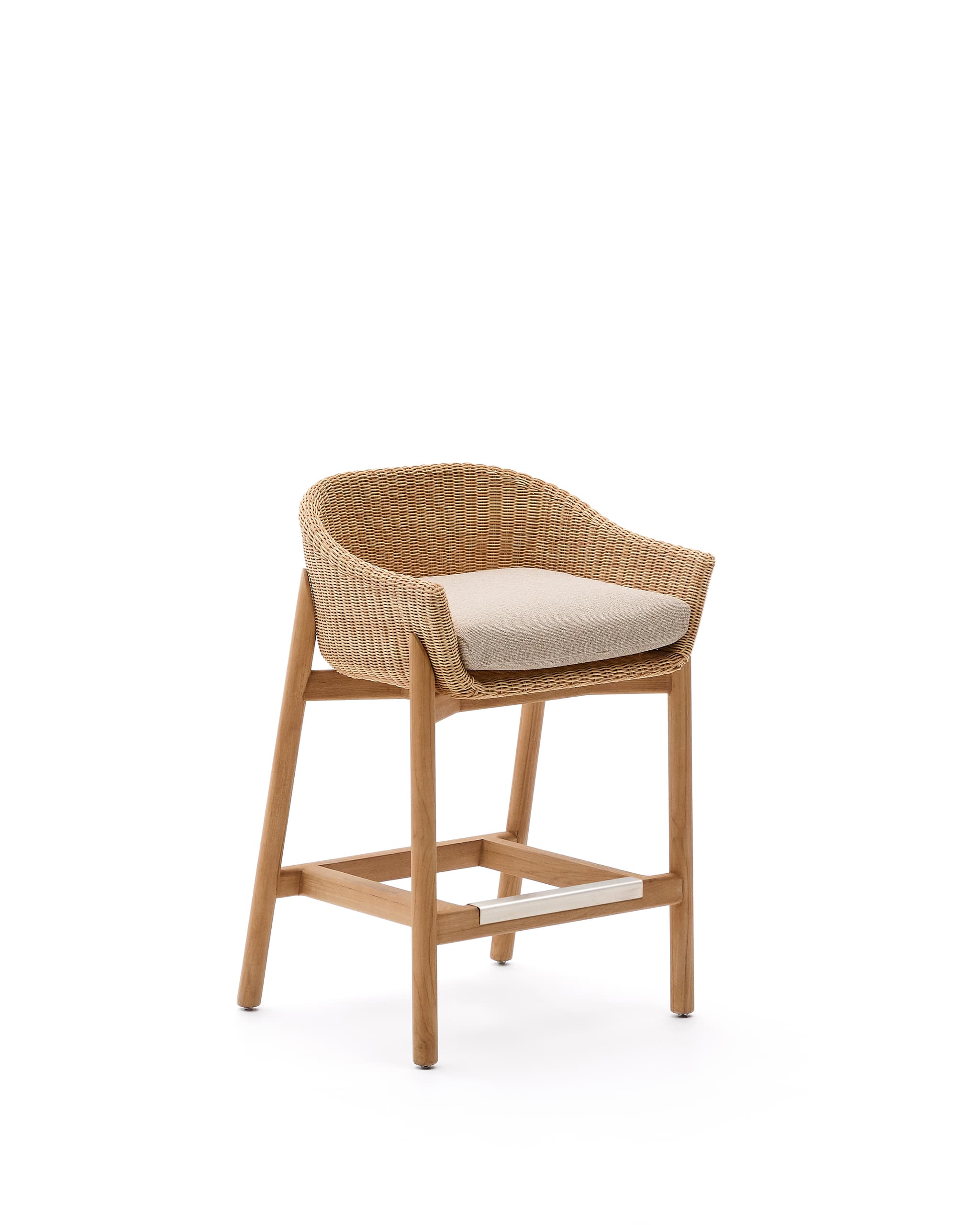KAVE HOME Galea pall i FSC 100% massiv teak och syntetisk rotting 65cm