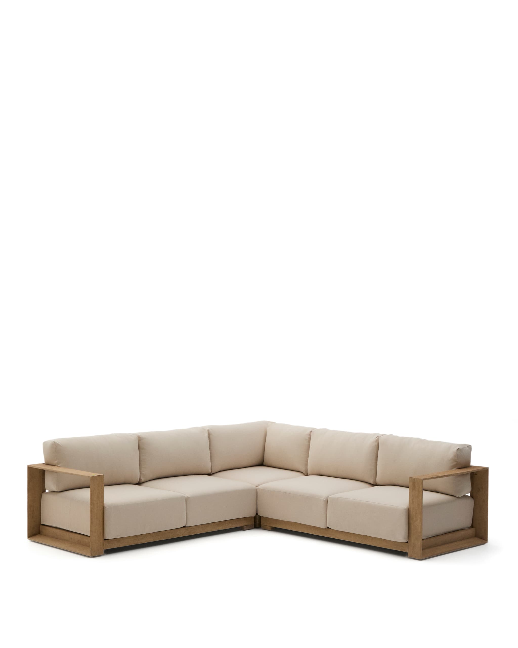 KAVE HOME Ambra 5-sits hörnsoffa i massivt akaciaträ med ljus finish 248 cm