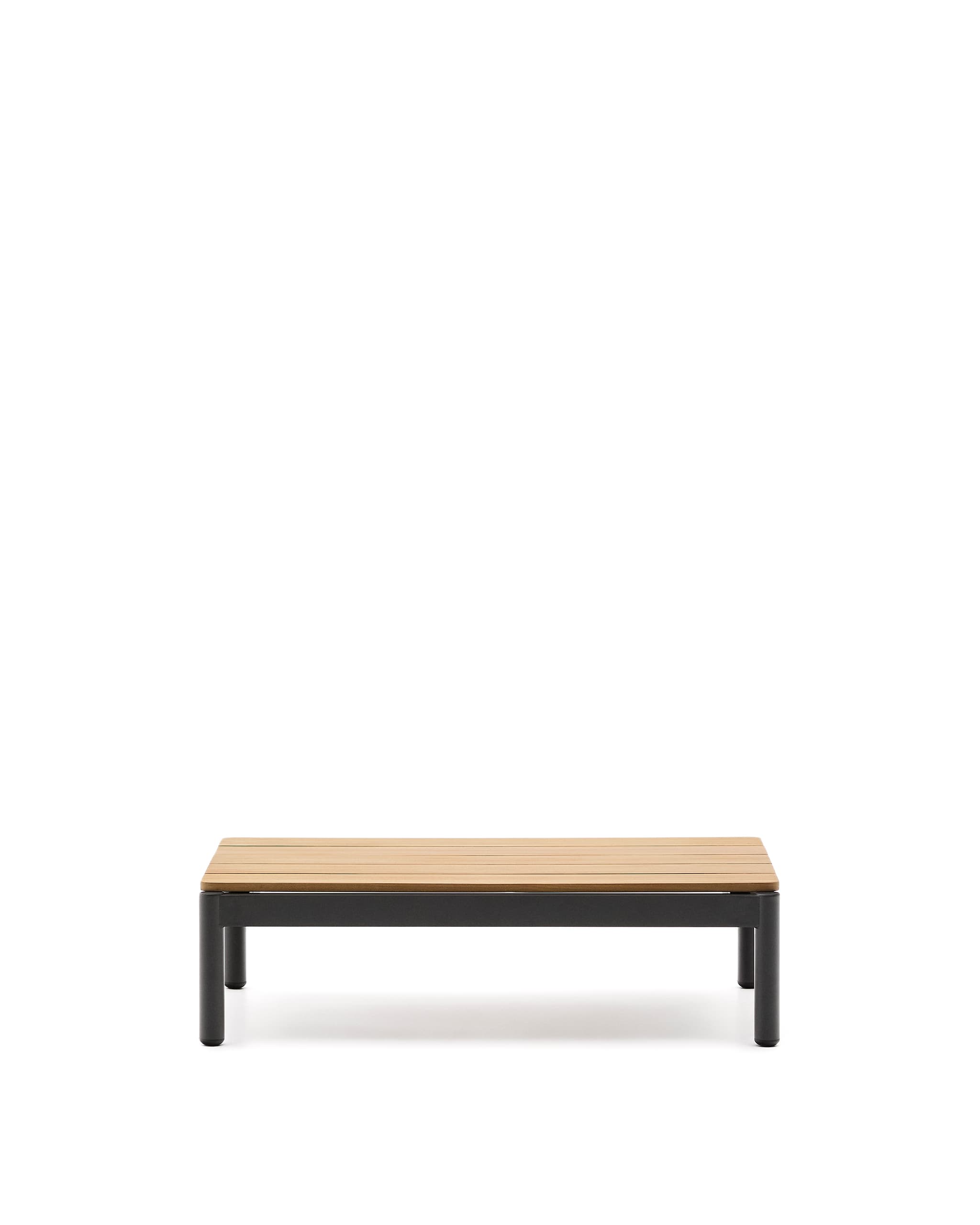KAVE HOME Sorell soffbord i grå aluminium och teak 57 x 91 cm FSC 100%