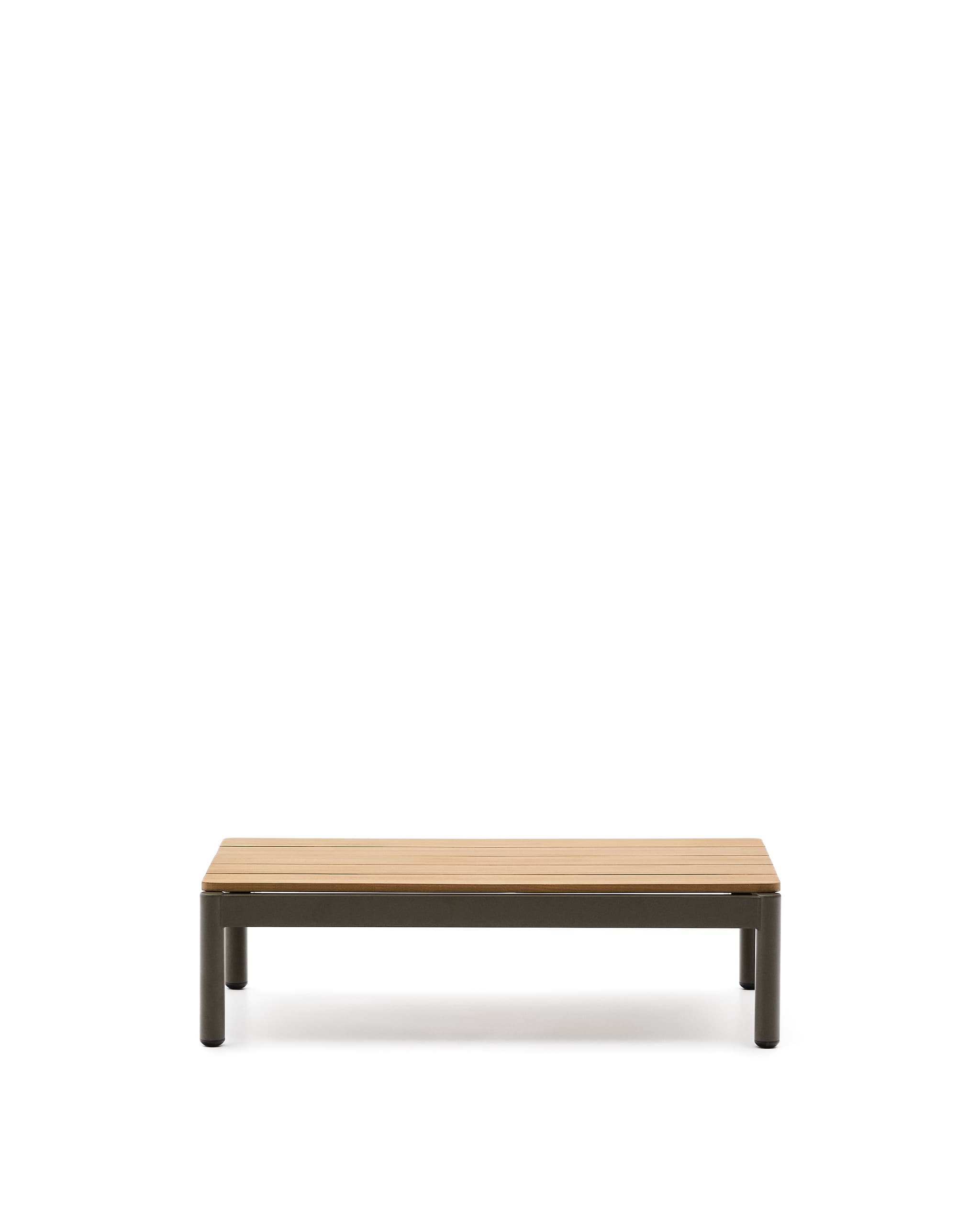 KAVE HOME Sorell soffbord i grön aluminium och teak 57 x 91 cm FSC 100%