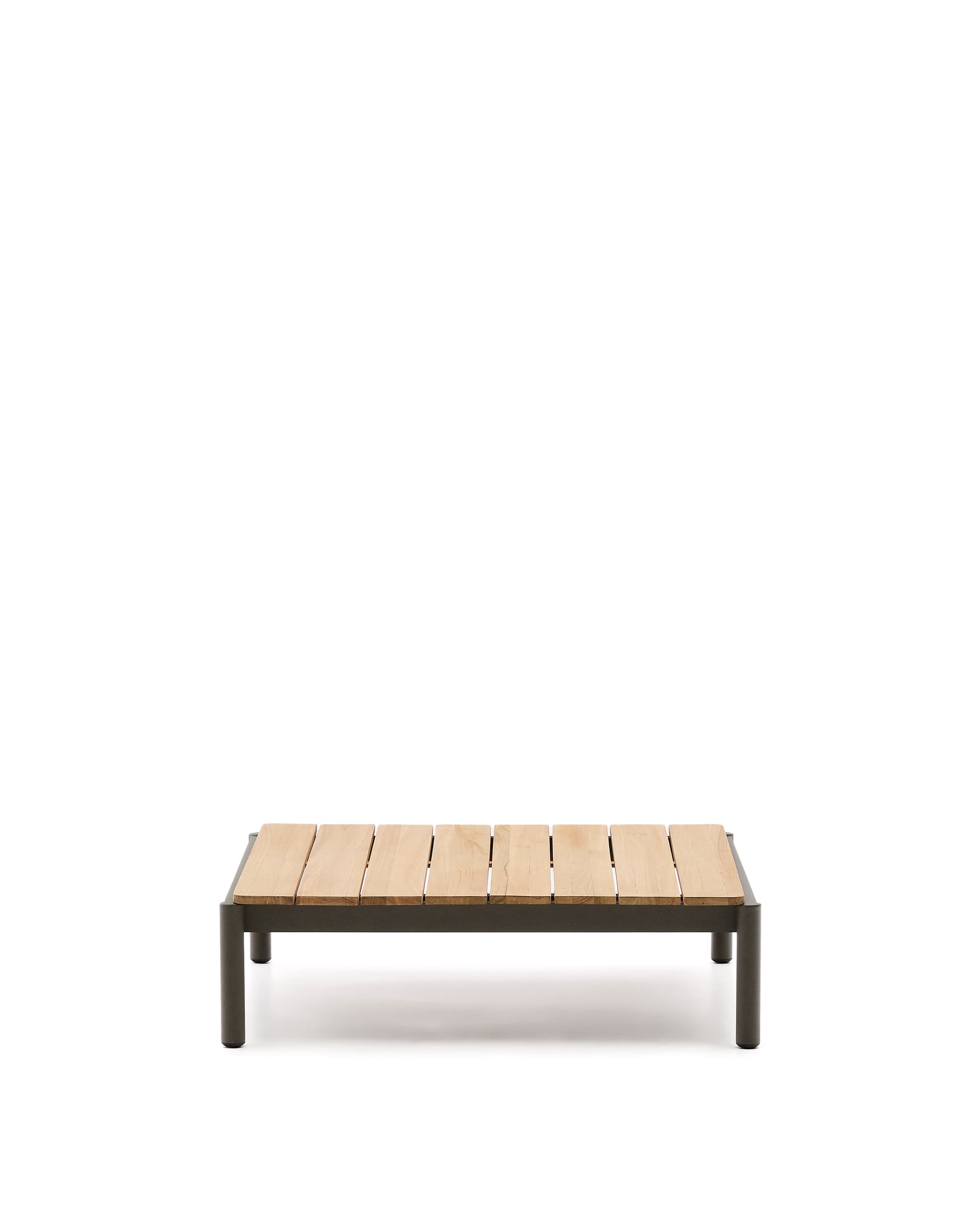 KAVE HOME Sorell soffbord i grön aluminium och teak 89 x 91 cm FSC 100%