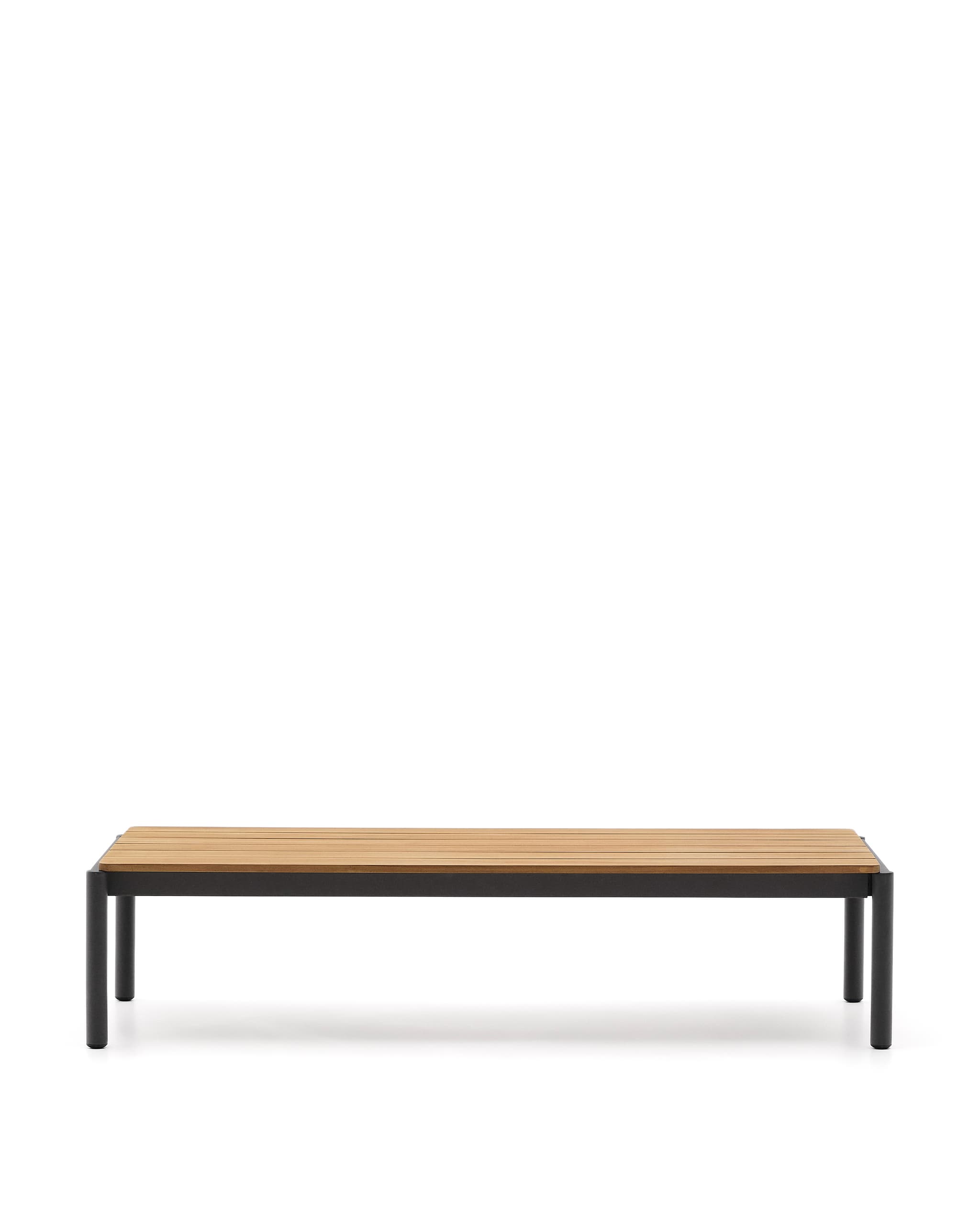 KAVE HOME Sorell soffbord i grå aluminium och teak 63 x 149,2 cm FSC 100%