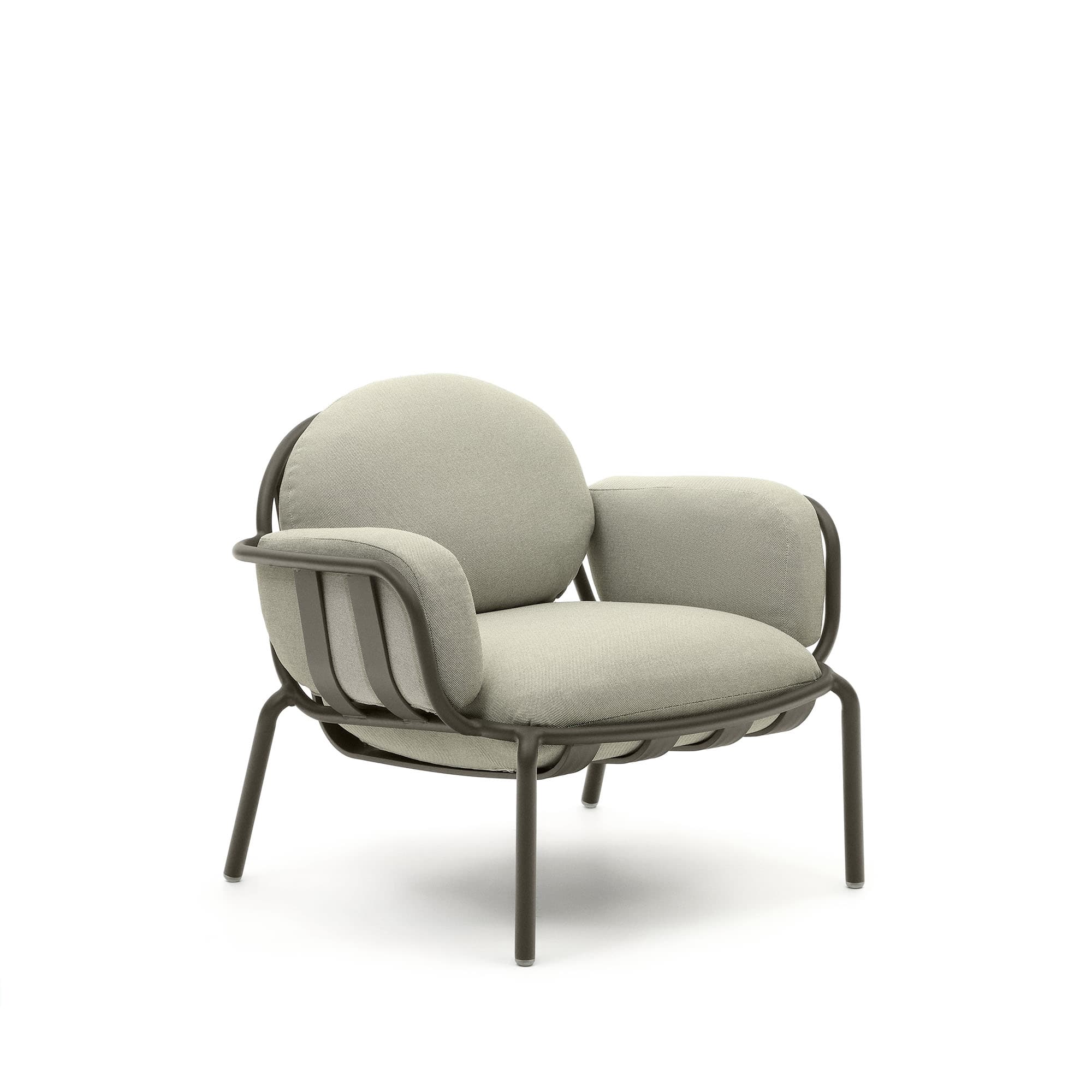 KAVE HOME Joncols trädgårdsstol, med beige kuddar - grön aluminium