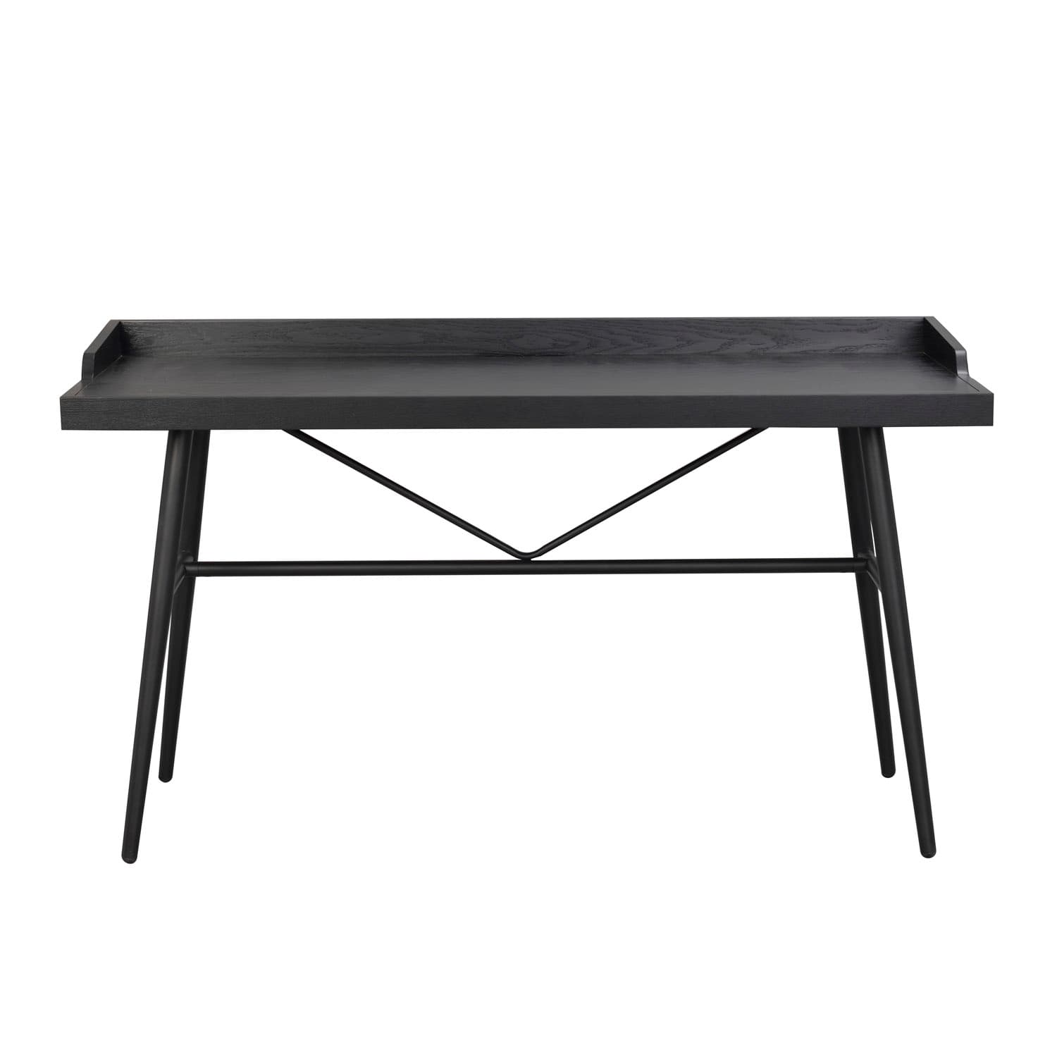 ROWICO Springdale Skrivbord - Svart Askfanér och Svart Metall (140 x 55 cm)