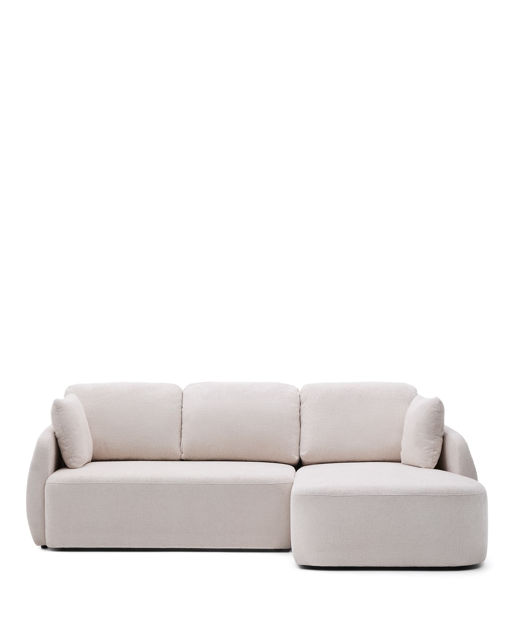 KAVE HOME Laira 3-sits bäddsoffa, med schäslong höger - ecru chenilletyg (246cm)