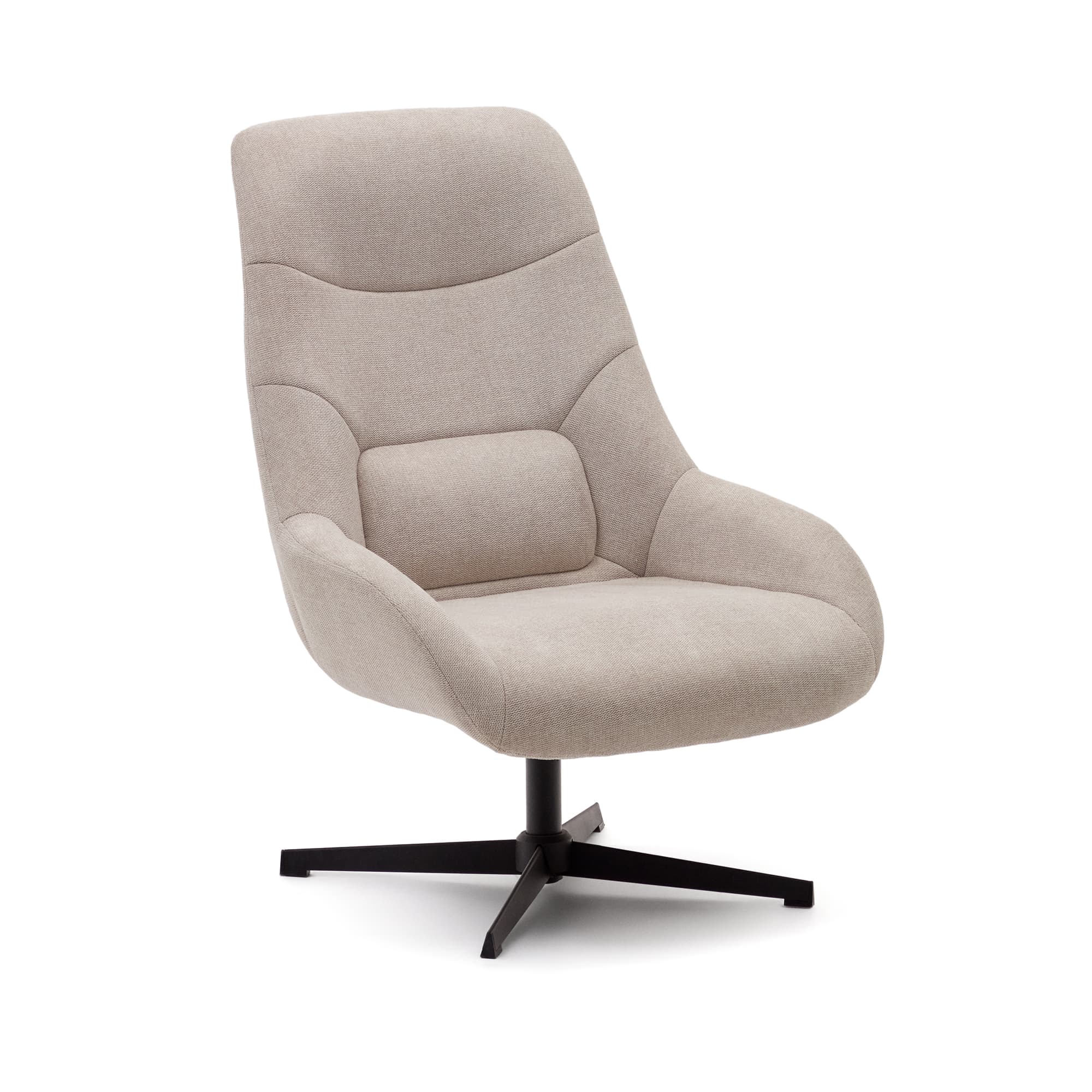 KAVE HOME Celida snurrstol i beige chenille och stål med svart finish