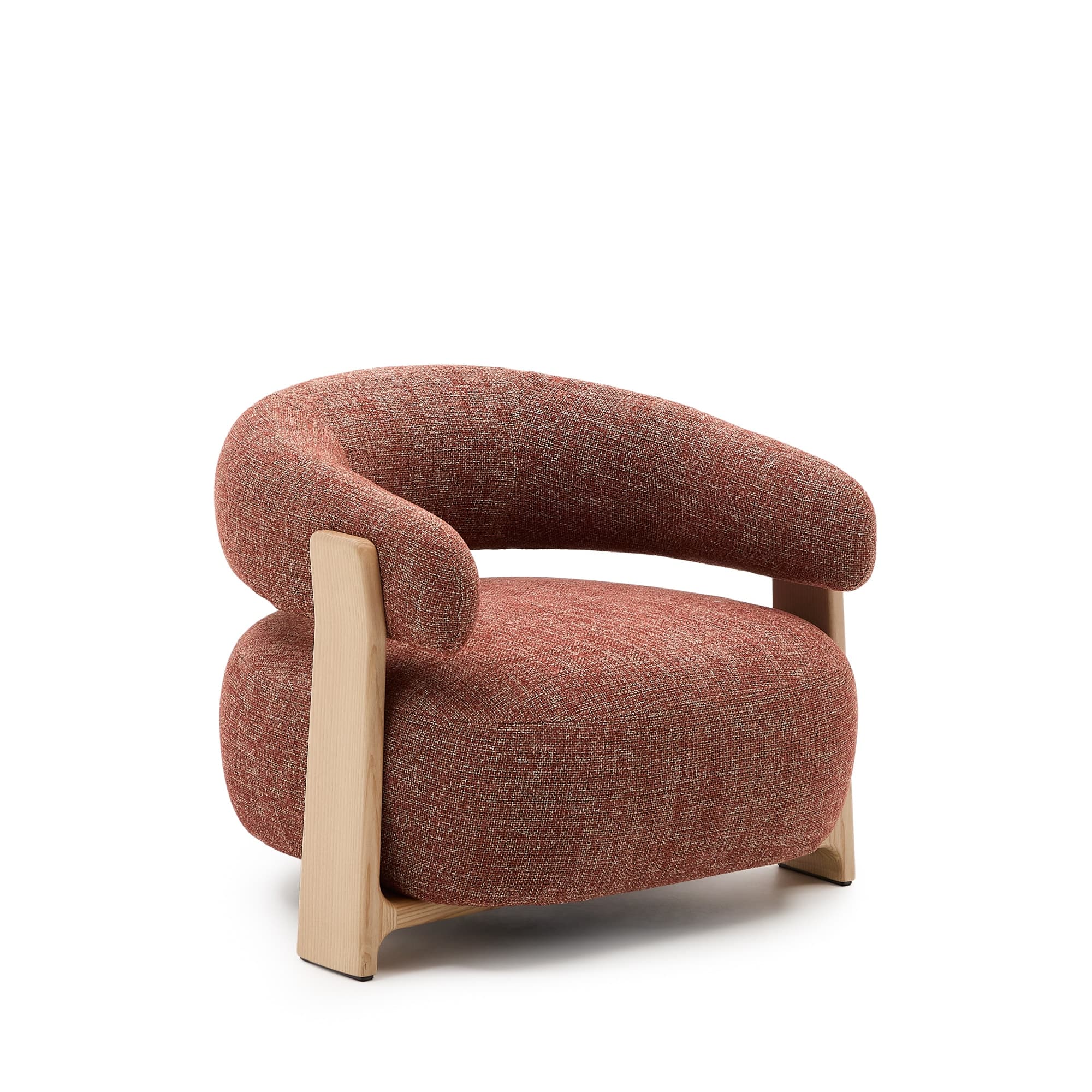 KAVE HOME Granitfåtölj, w. armstöd - terracotta chenille och naturlig ask