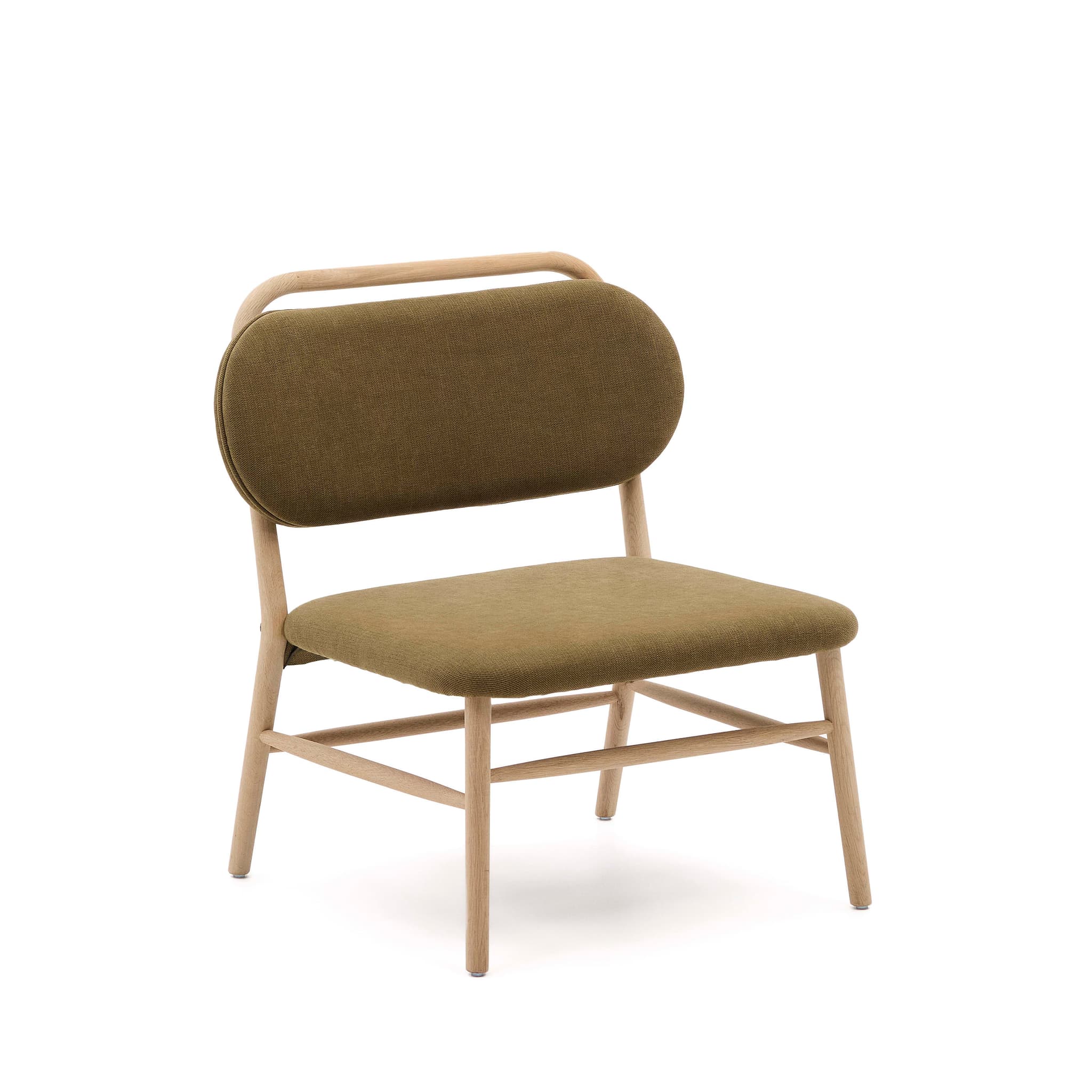KAVE HOME Helda fåtölj - grön chenille och naturlig ek