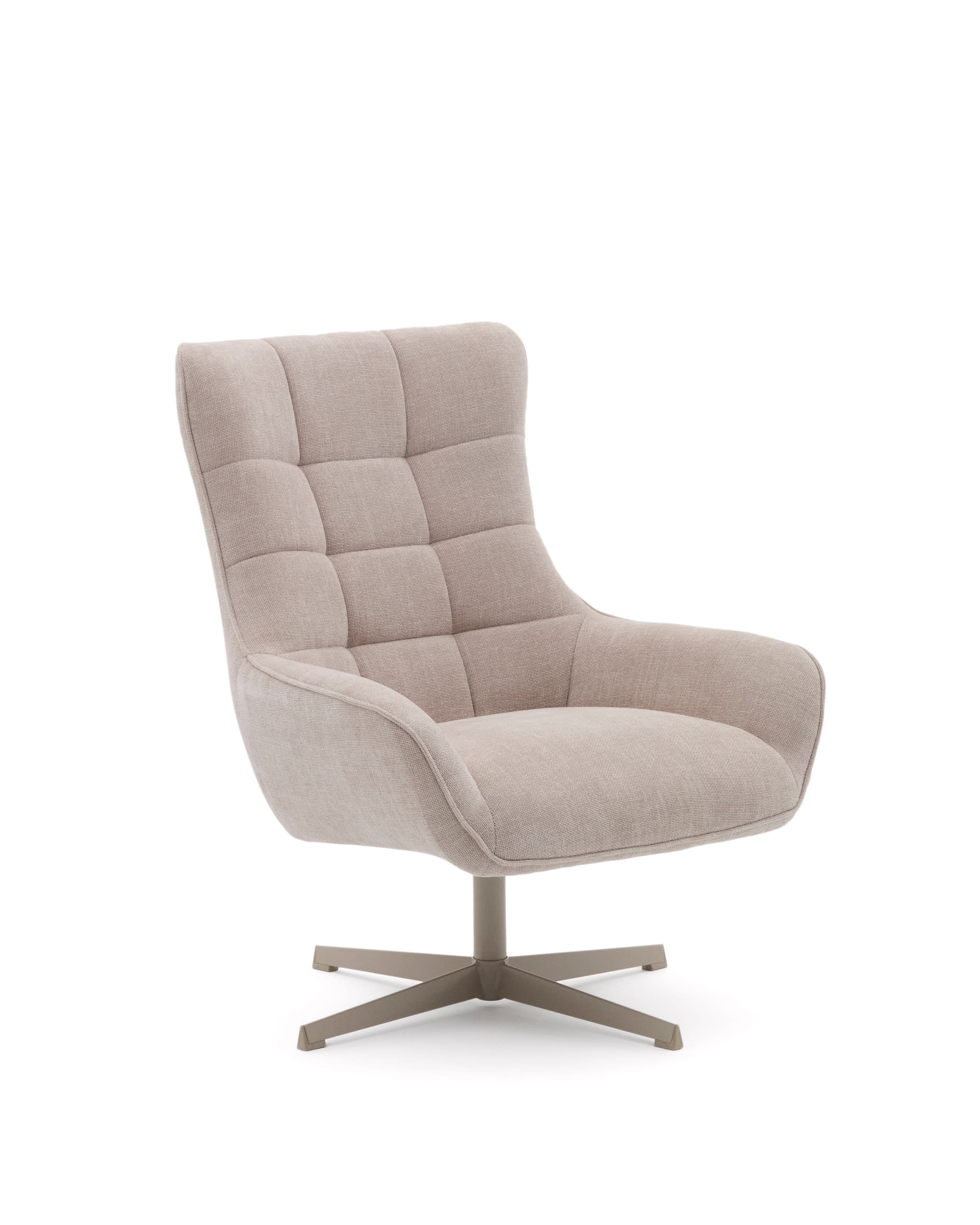 KAVE HOME Teryl fåtölj, w. armstöd - beige chenille och grå metall