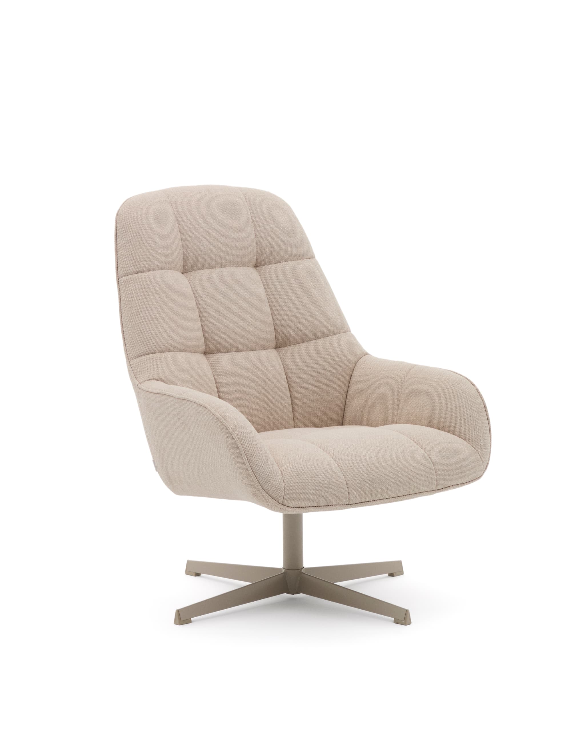 KAVE HOME Jaspe beige snurrfåtölj med grålackerad metall, FSC 100%