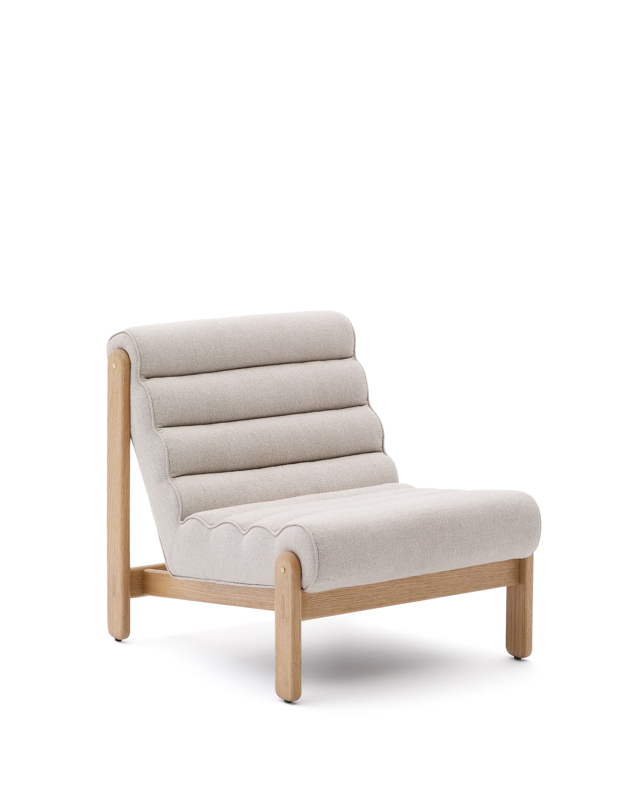 KAVE HOME Magira beige fåtölj i massiv ek med naturlig finish