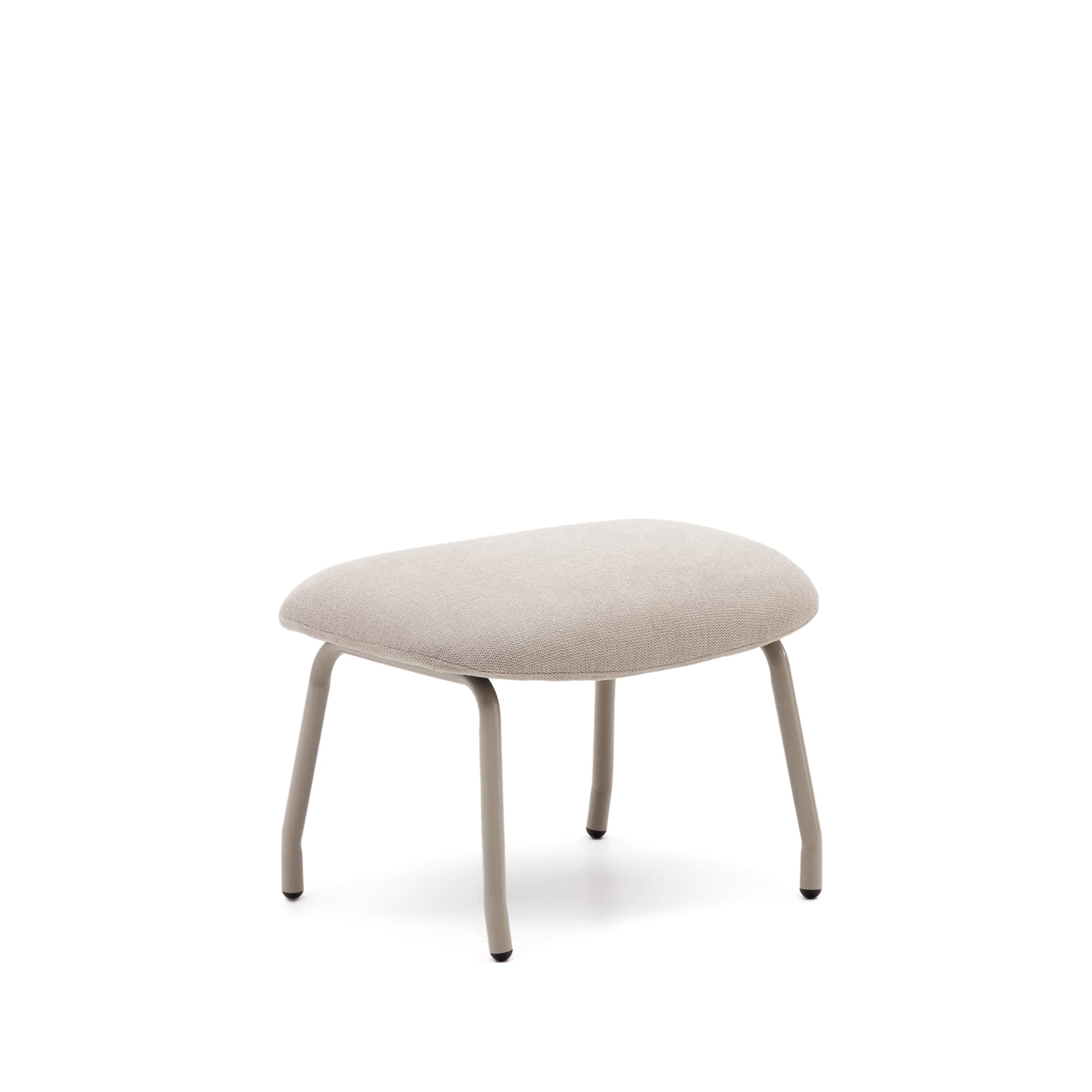 KAVE HOME Belina beige chenille fotstöd i stål med vit finish