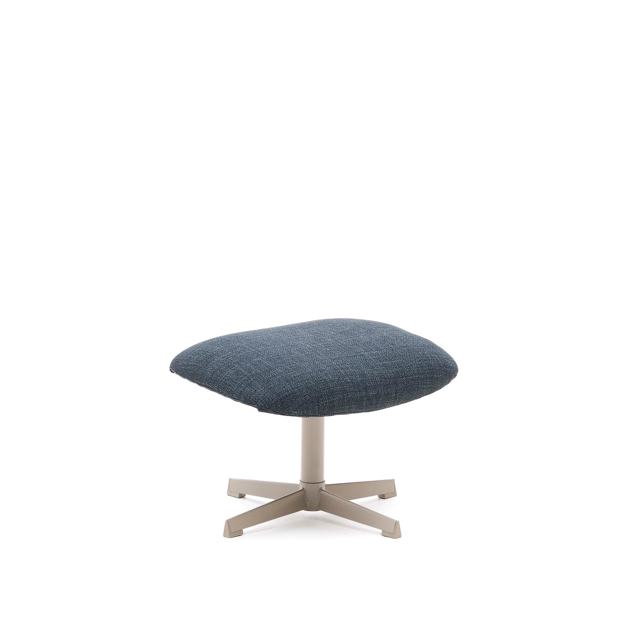 KAVE HOME Jaspe fotstöd, rektangulärt - blått tyg och grå metall (58x42,5)