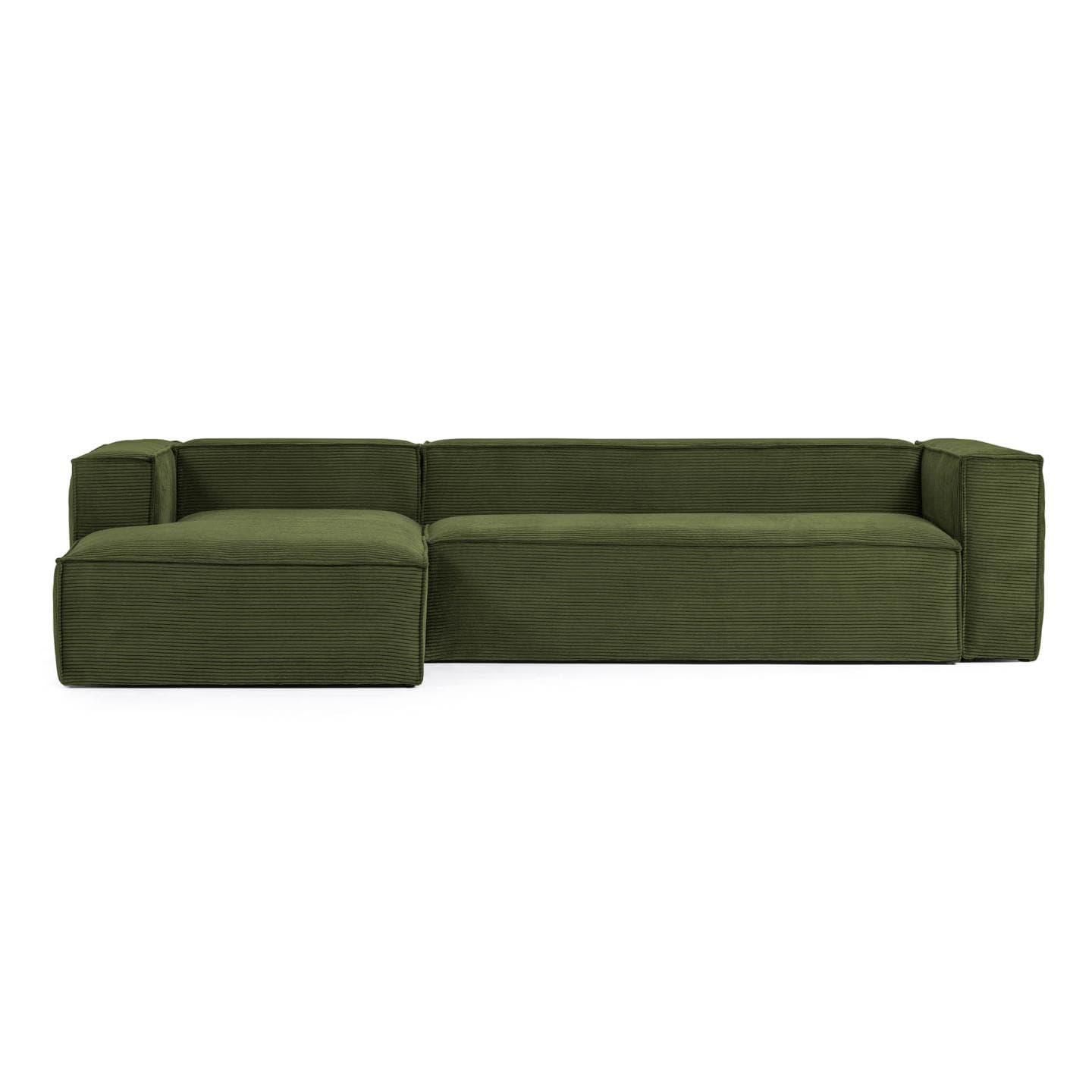 KAVE HOME Blok 3-sits Soffa, med Vänster Schäslong - Grön Manchester Sammet (330 cm)