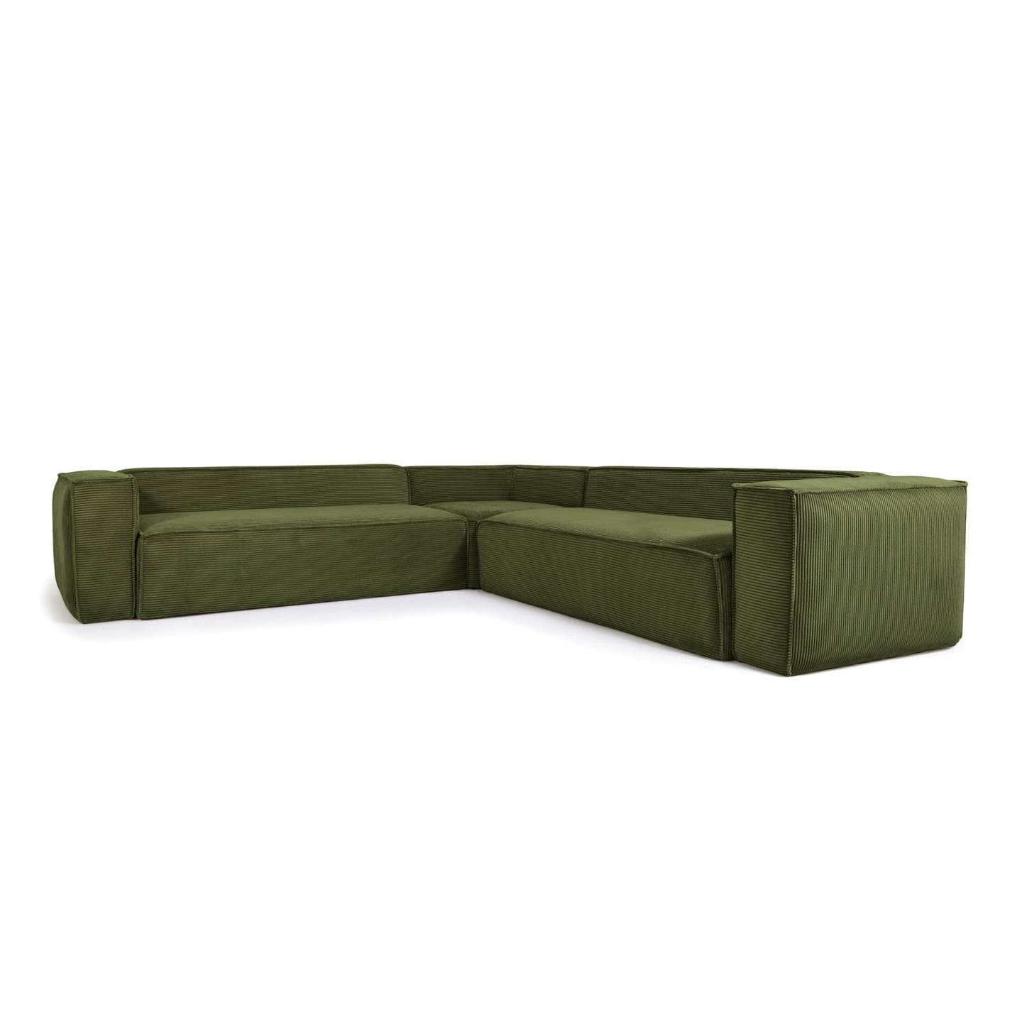 KAVE HOME Blok Hörnsoffa - Grön Manchester Sammet (320 x 320 cm)