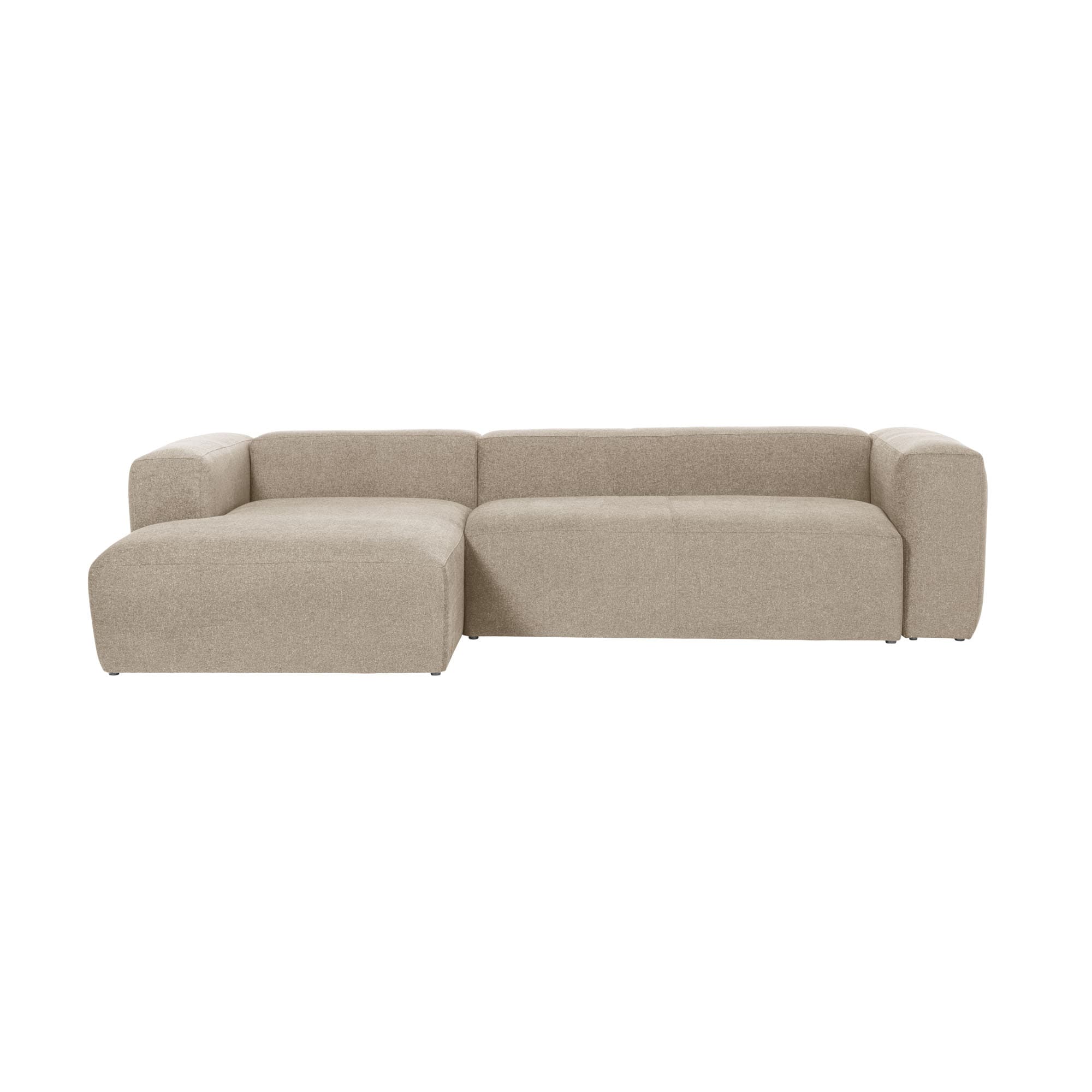 KAVE HOME Block 3-personers soffa, med vänster schäslong - beige tyg