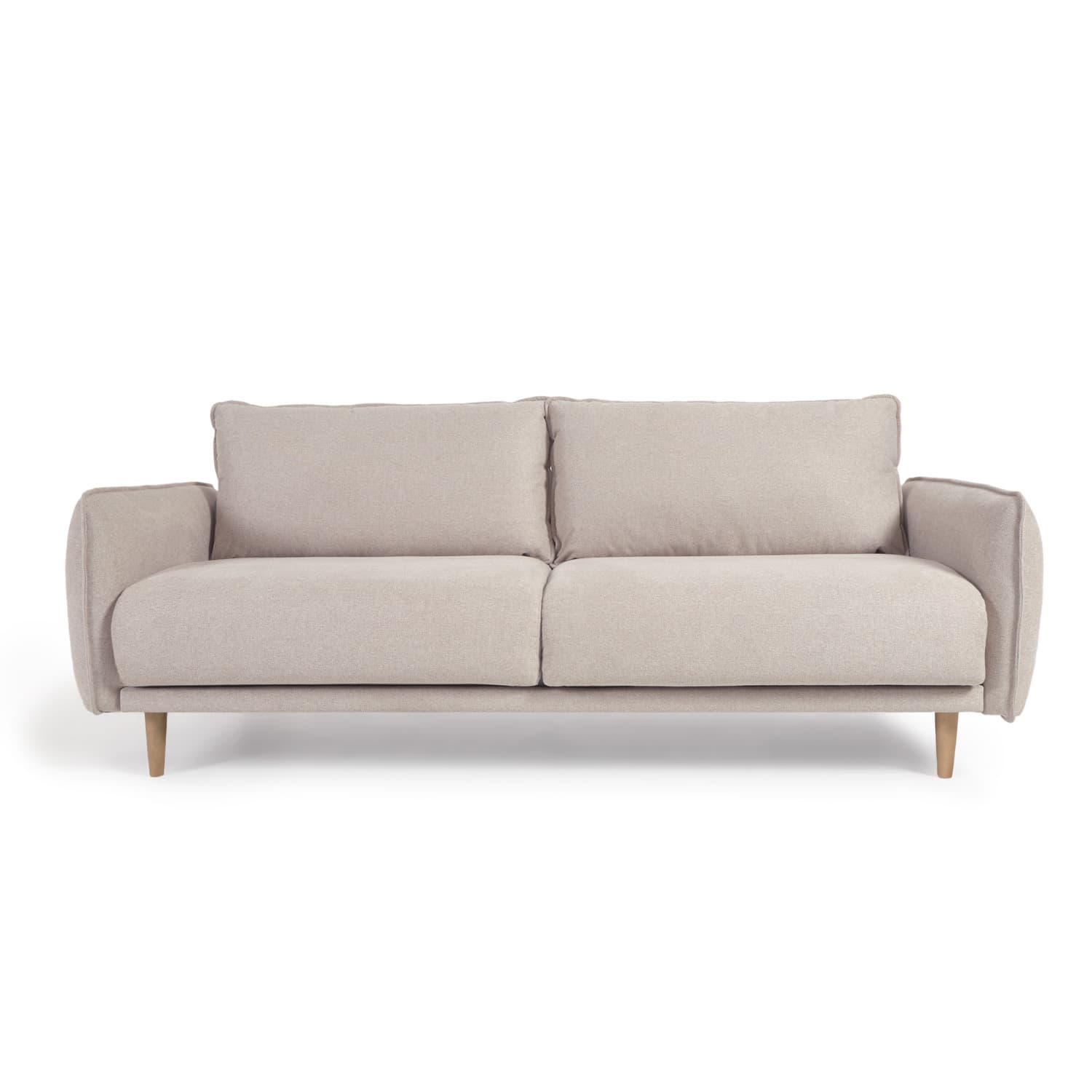 KAVE HOME Carlota 3-sits Soffa - beige chenille tyg och naturlig furu