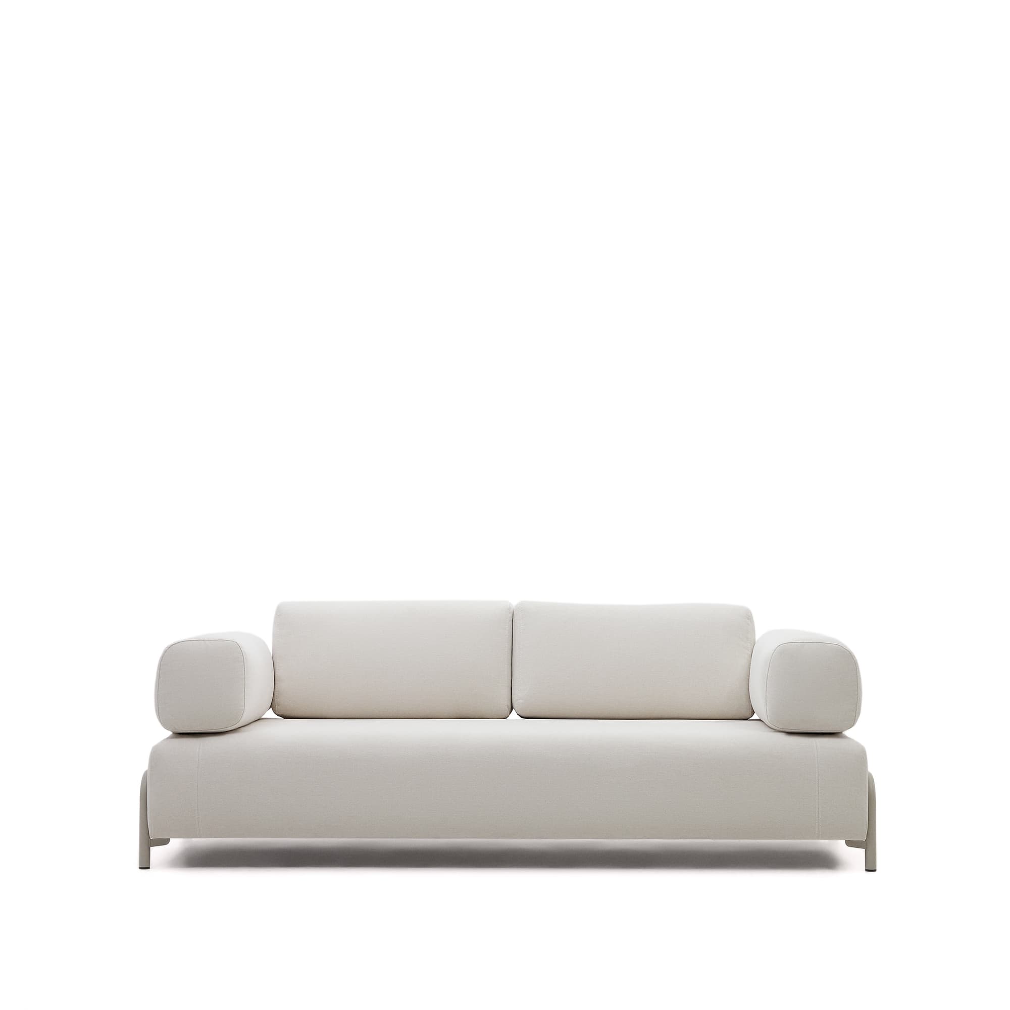 KAVE HOME Compo beige chenille 3-sits soffa med grå metallstruktur 232 cm