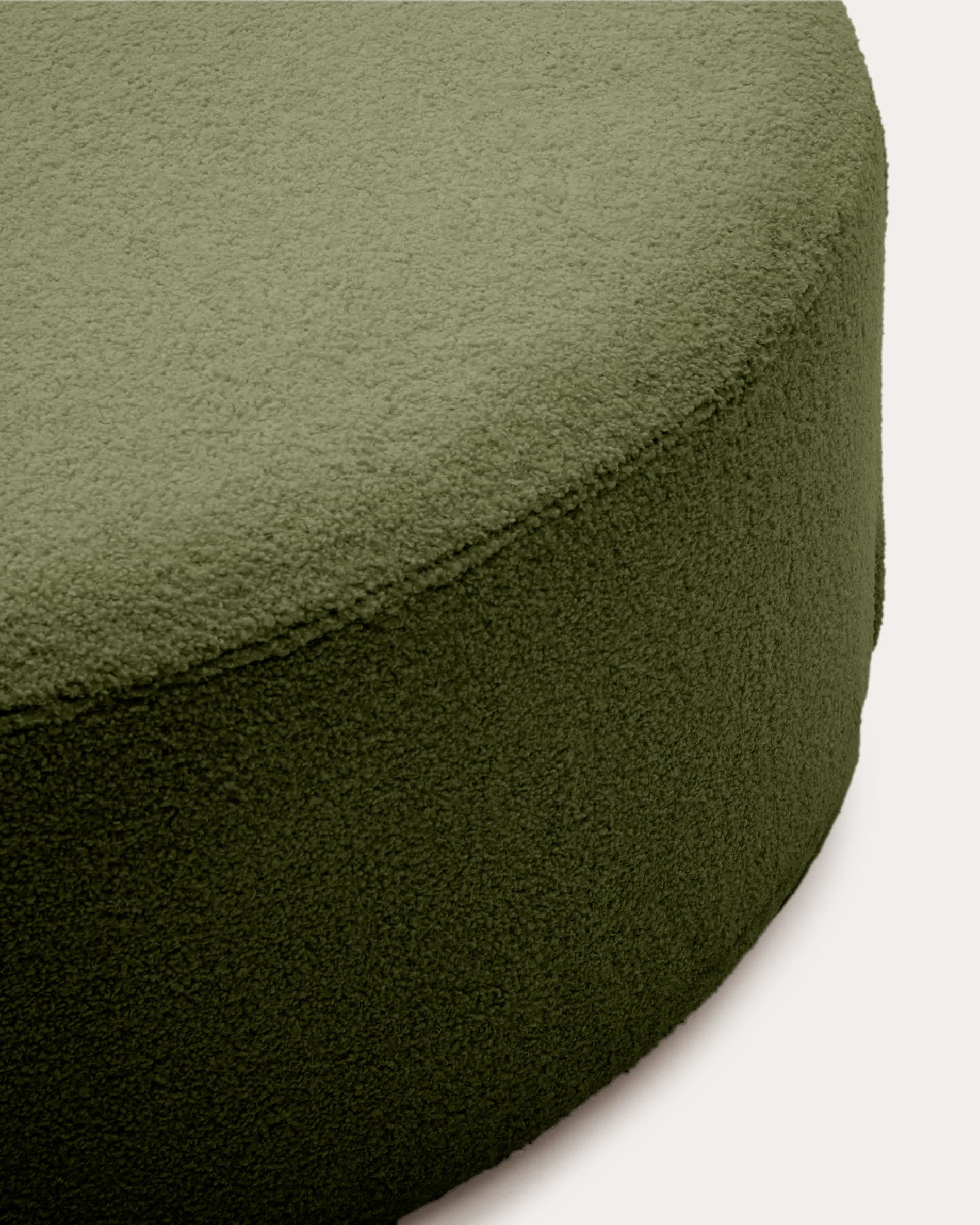 KAVE HOME Kaeli fotstöd med avtagbart överdrag i grön bouclé Ø 90 cm
