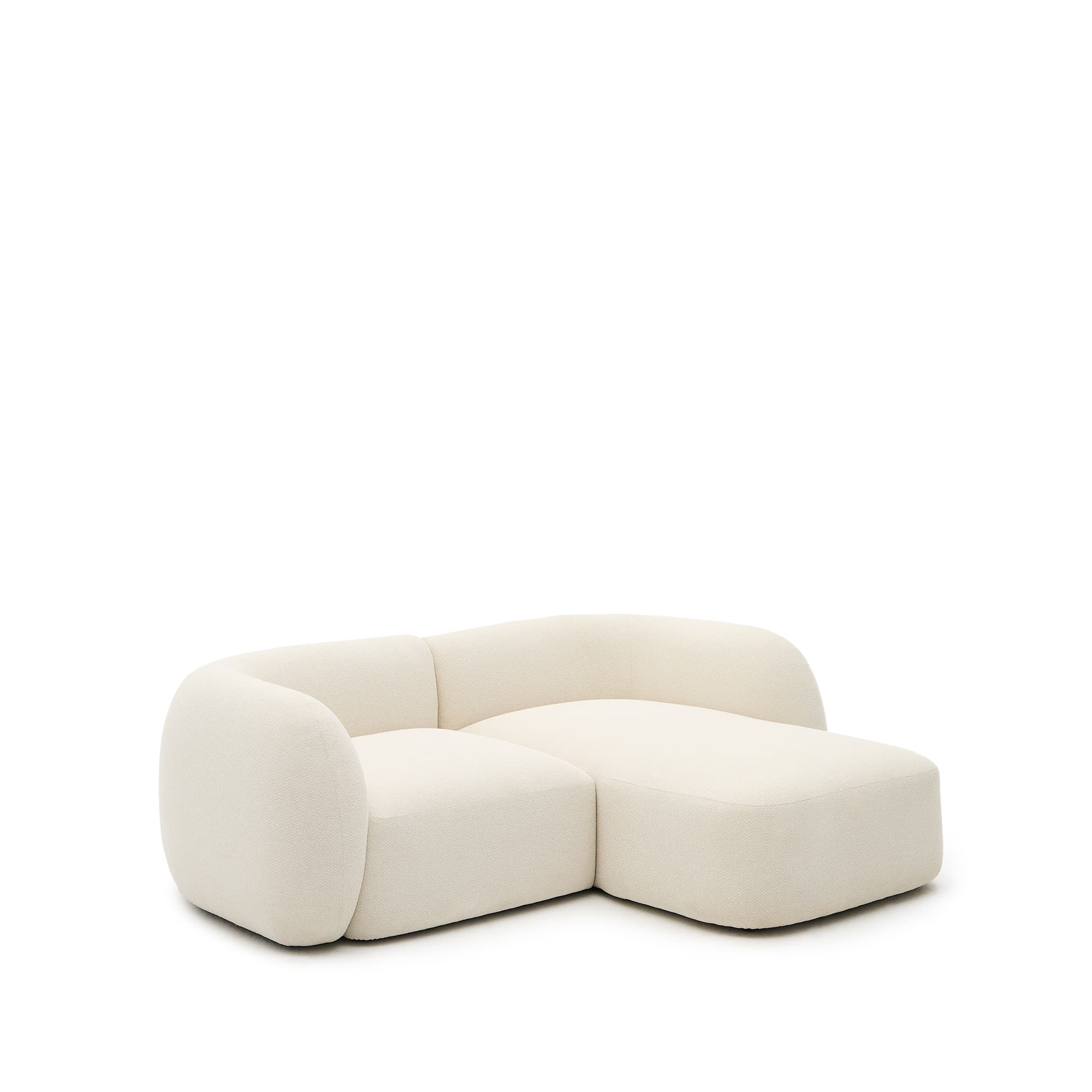 KAVE HOME Modulär 2-sits soffa Martina i ecru chenille med schäslong höger 230 cm
