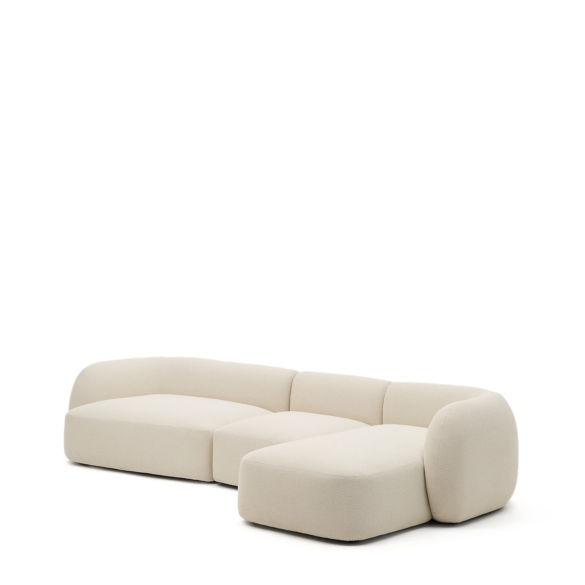 KAVE HOME Modulsoffa Martina 4-sits i ecru chenille med schäslong höger 377 cm