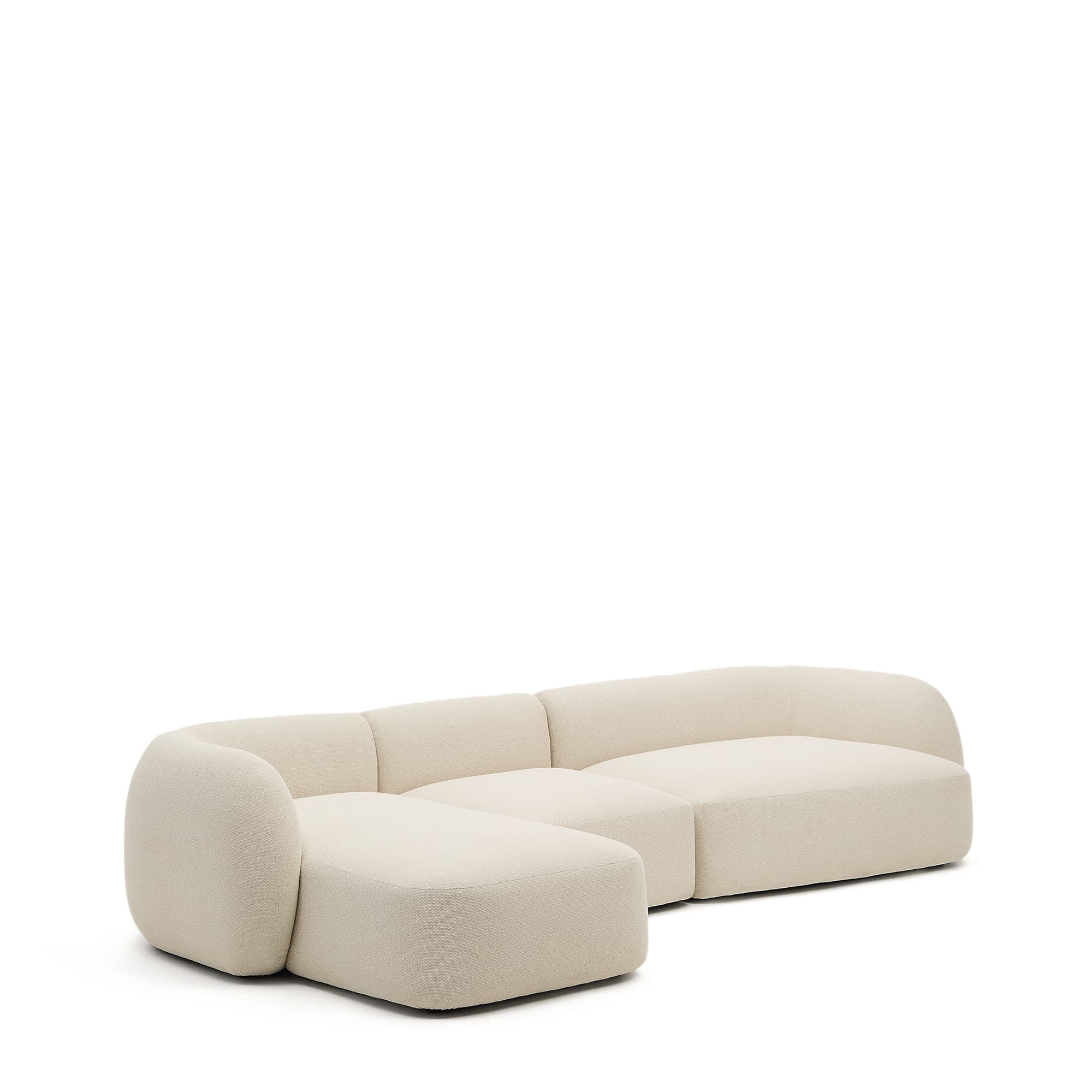 KAVE HOME Modulsoffa Martina, 4-sits, i ecru chenille med schäslong vänster, 377 cm