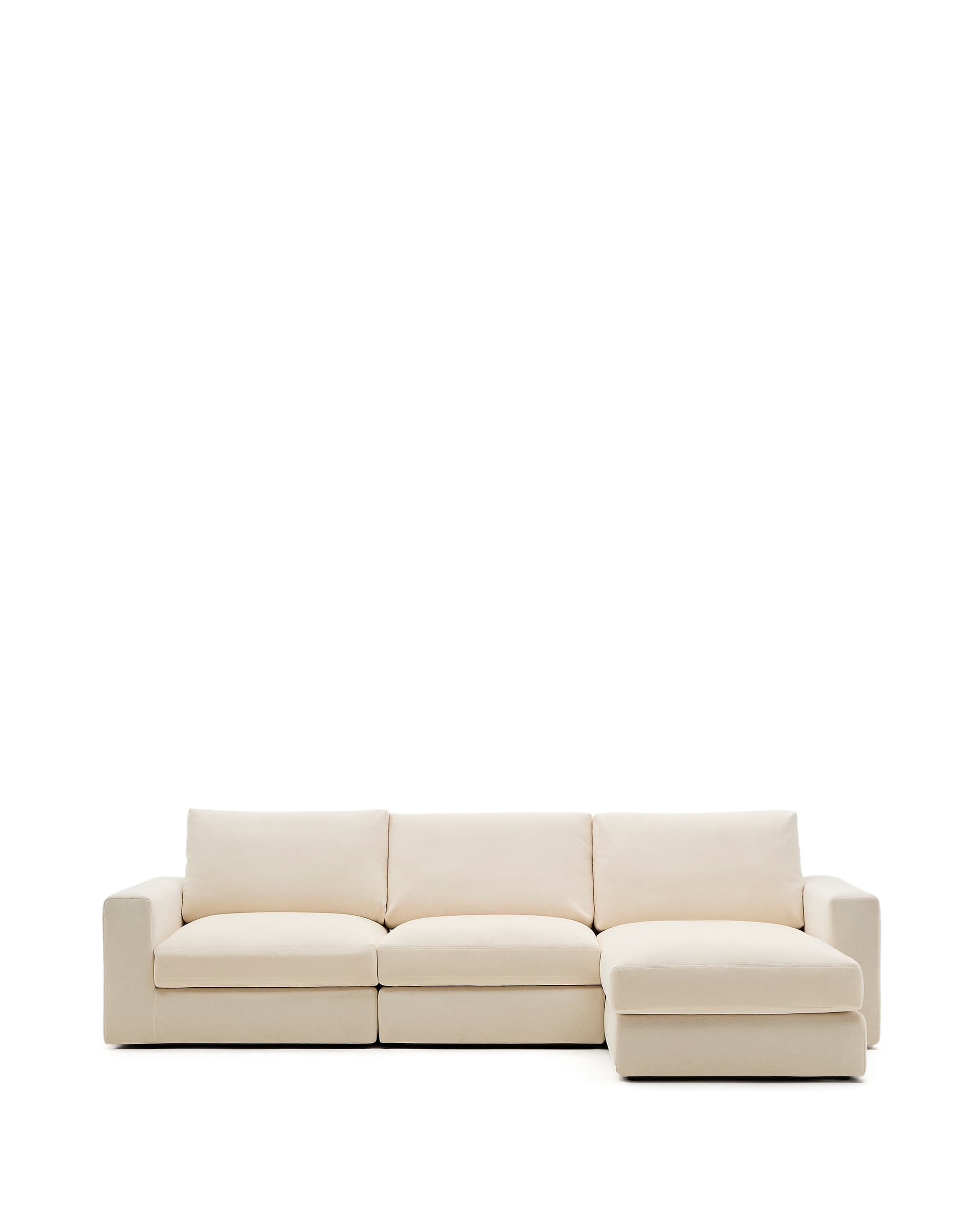 KAVE HOME Alea ecru chenille 4-sits modulsoffa med schäslong höger och avtagbart överdrag 310c